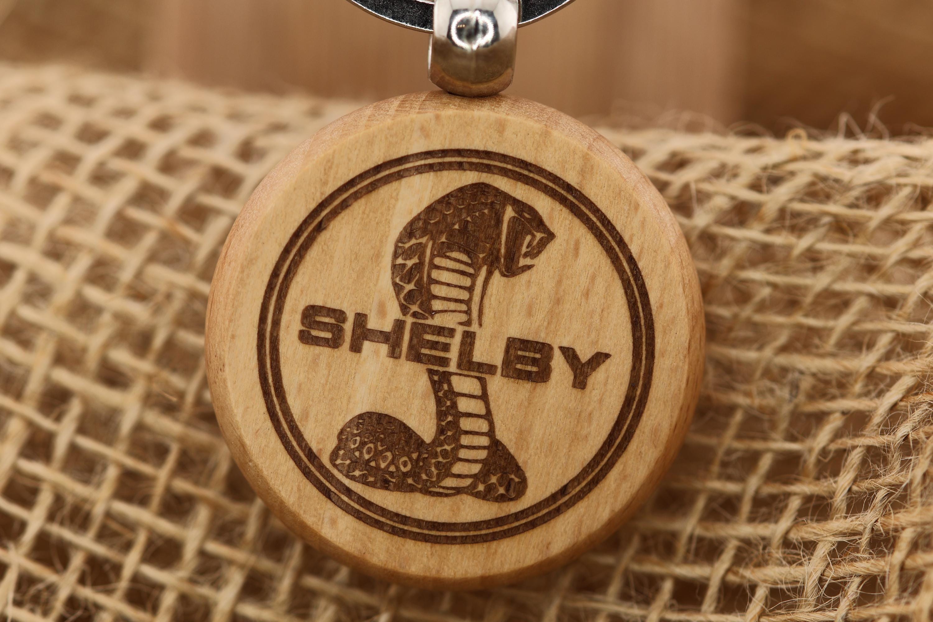 Laser engraved Shelby Cobra keychain / bag charm: hardwood car lover gift