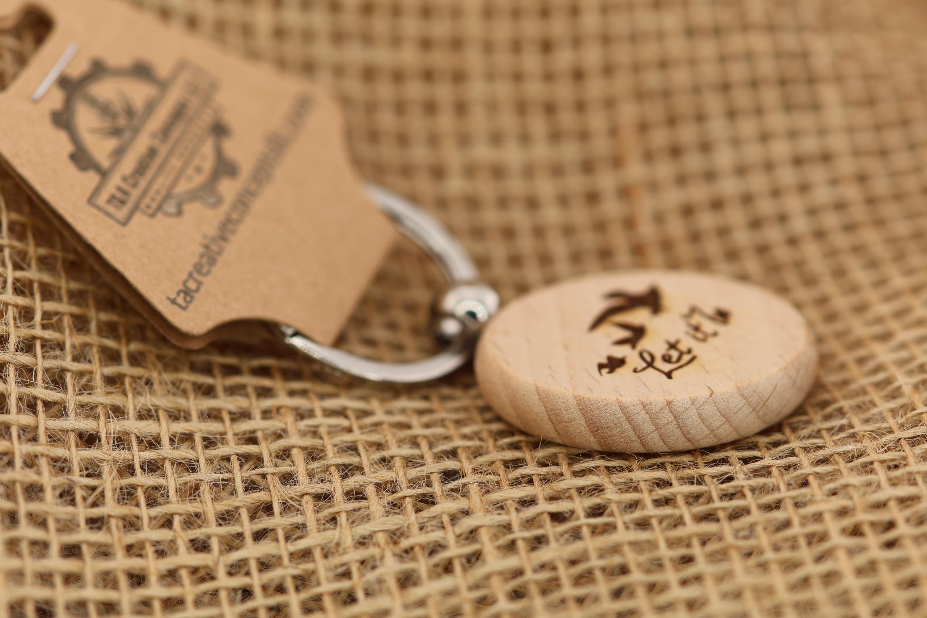 Let it be birds keychain / bag charm: laser engraved hardwood, Beatles music gift