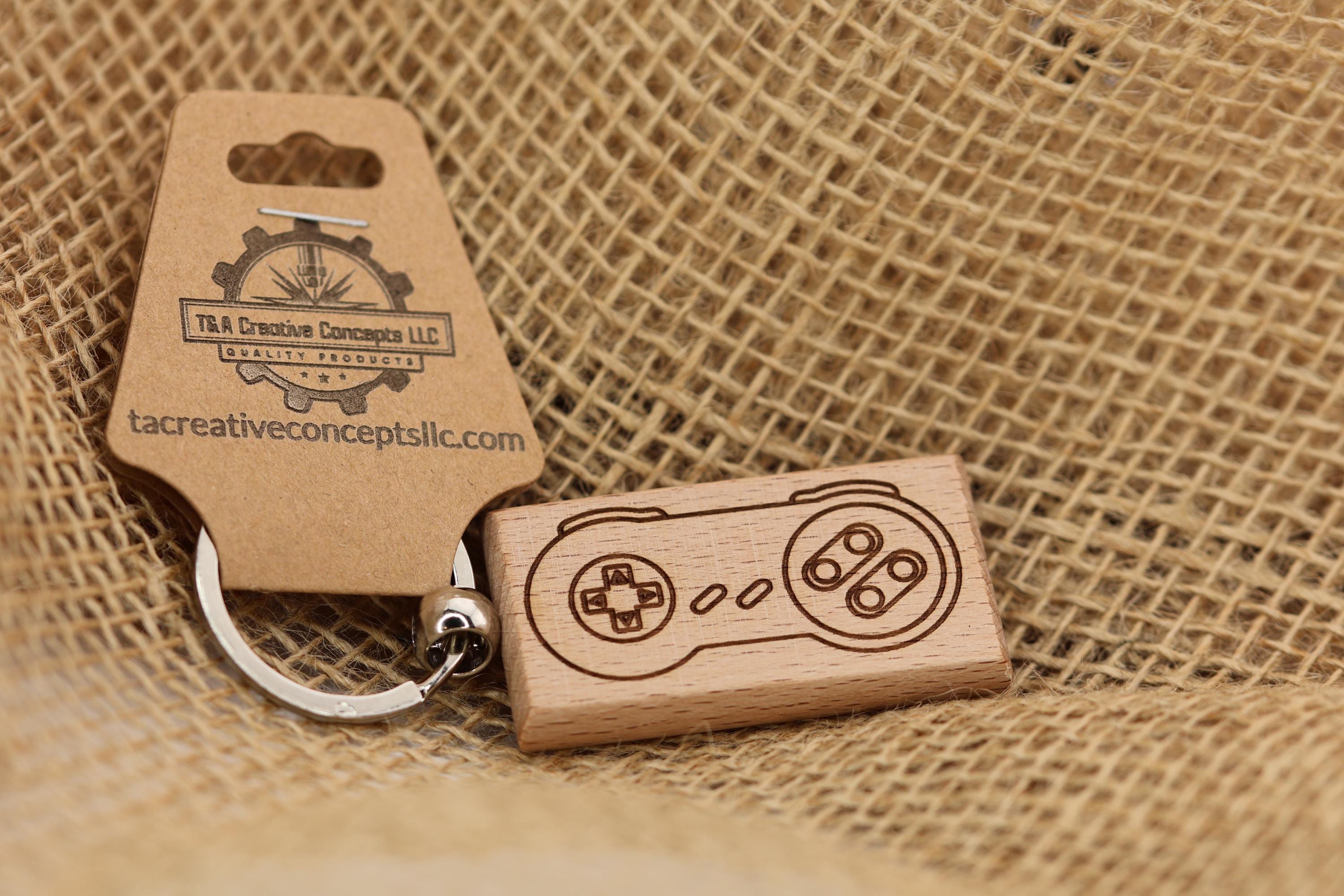 Laser engraved SNES controller keychain / bag charm: retro gaming nostalgia