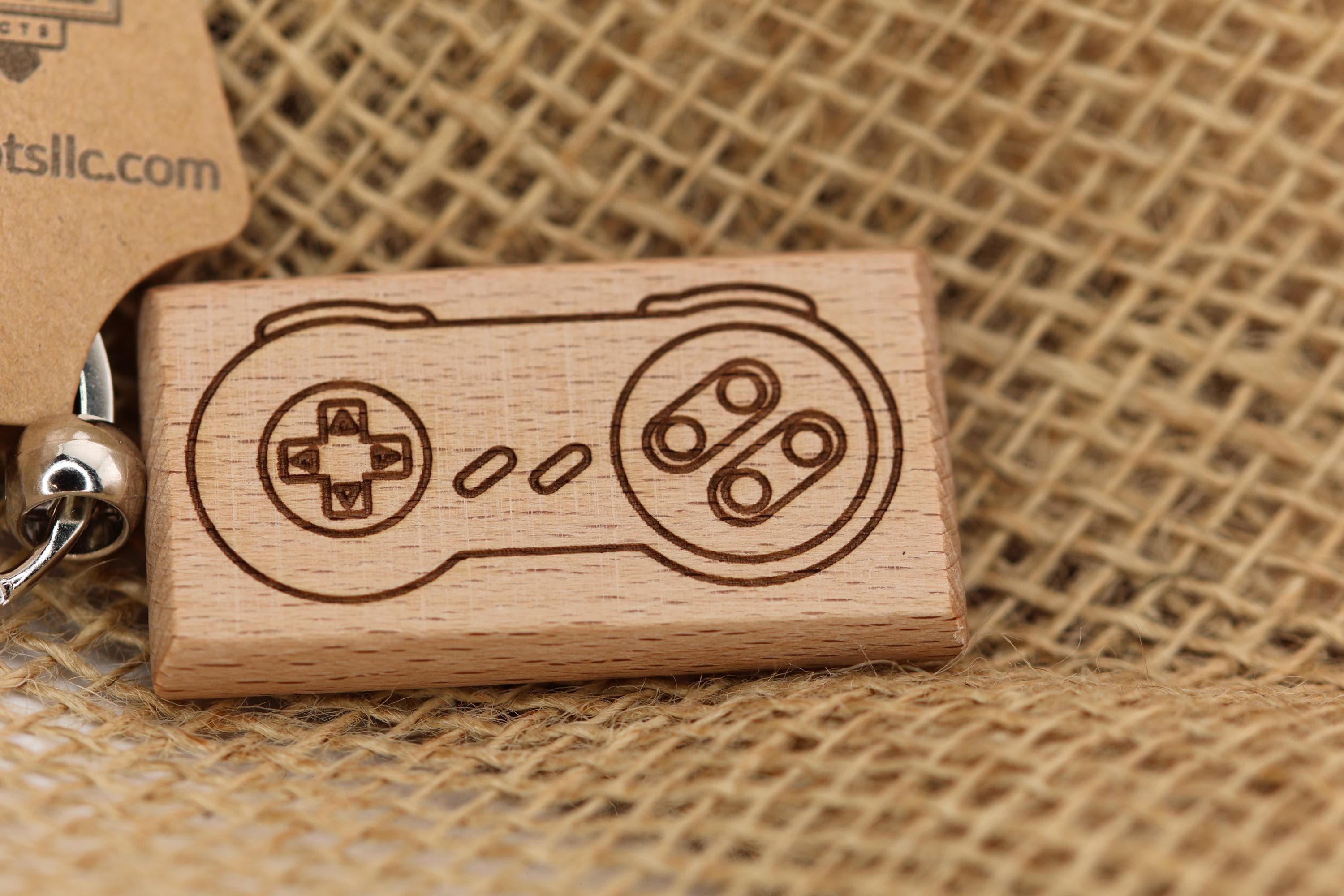 Laser engraved SNES controller keychain / bag charm: retro gaming nostalgia