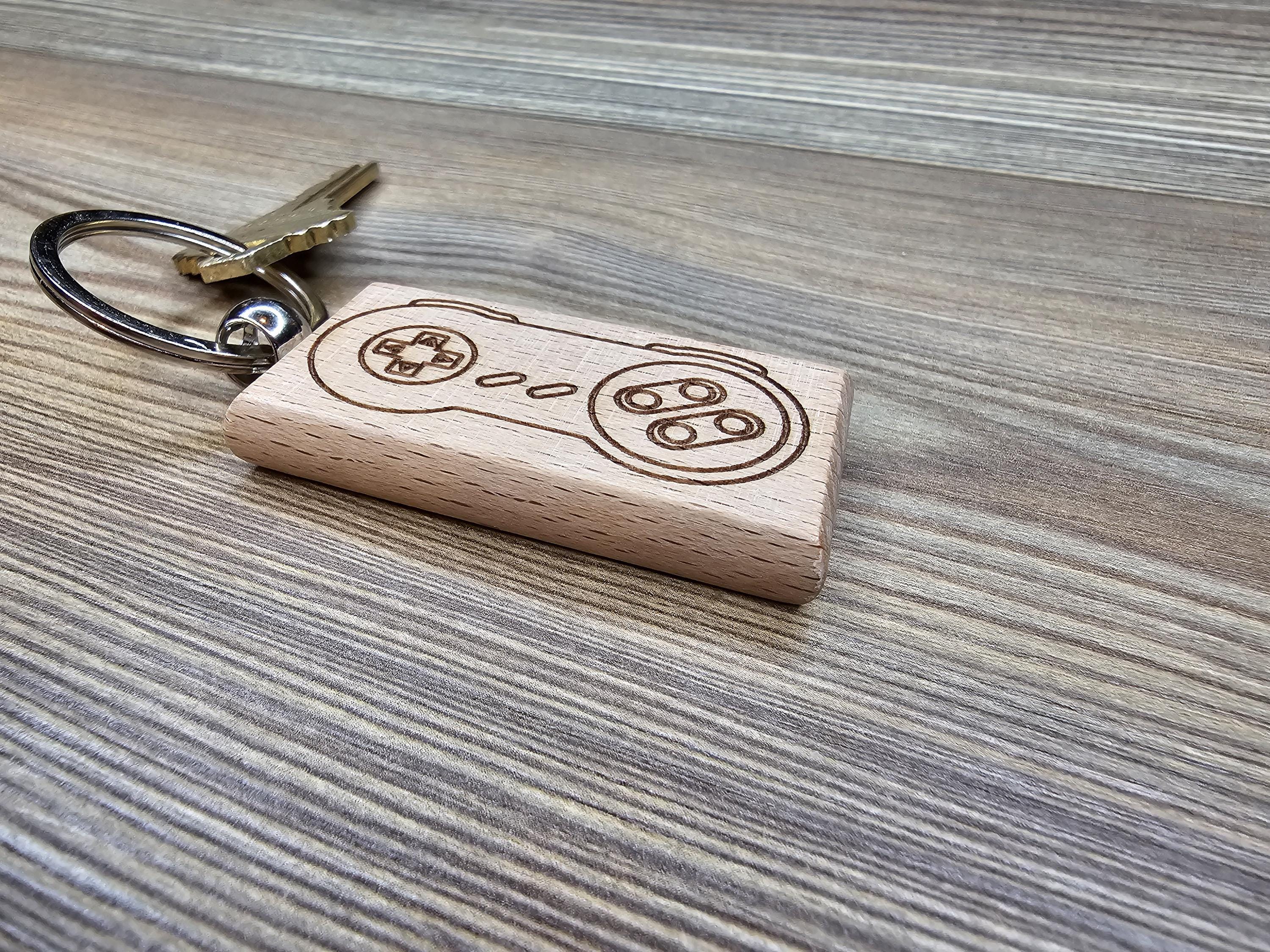 Laser engraved SNES controller keychain / bag charm: retro gaming nostalgia