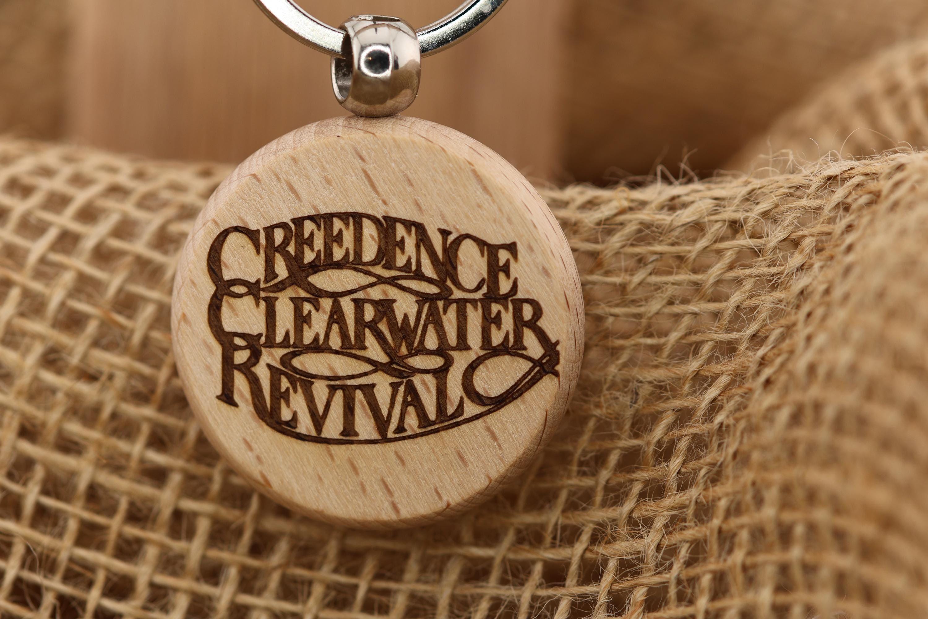 Creedence clearwater revival keychain / bag charm: laser engraved hardwood, stainless steel keyring