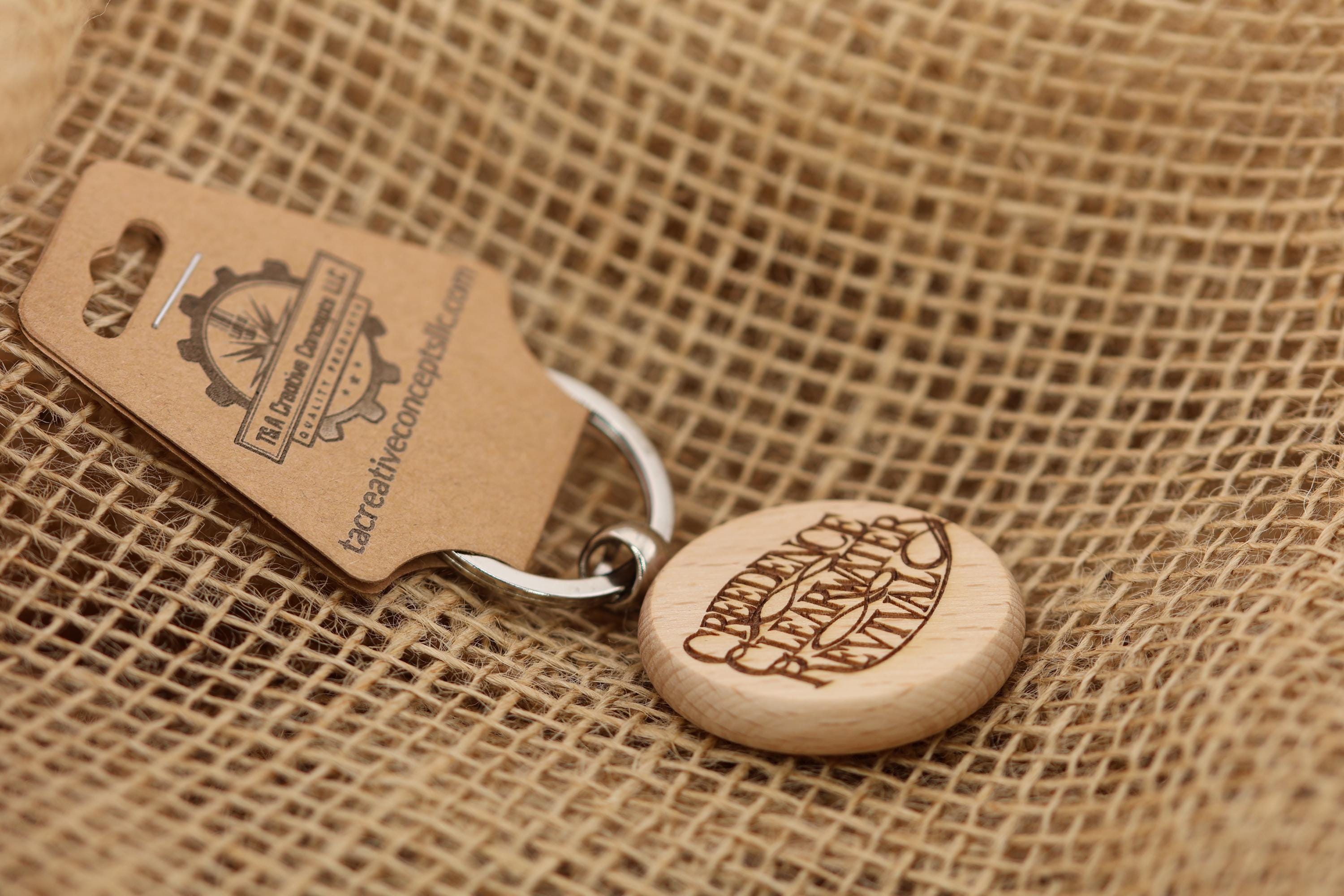 Creedence clearwater revival keychain / bag charm: laser engraved hardwood, stainless steel keyring