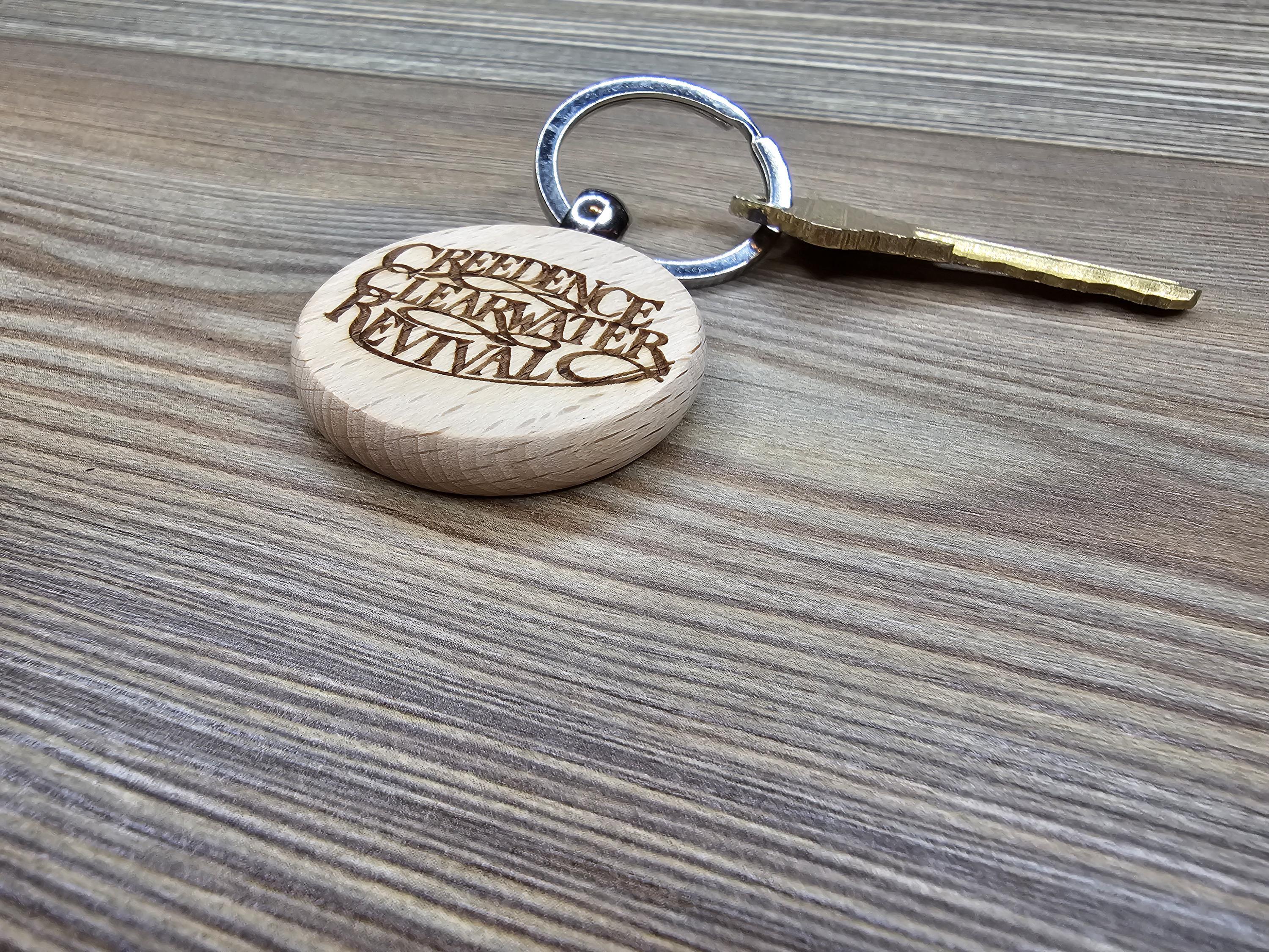 Creedence clearwater revival keychain / bag charm: laser engraved hardwood, stainless steel keyring