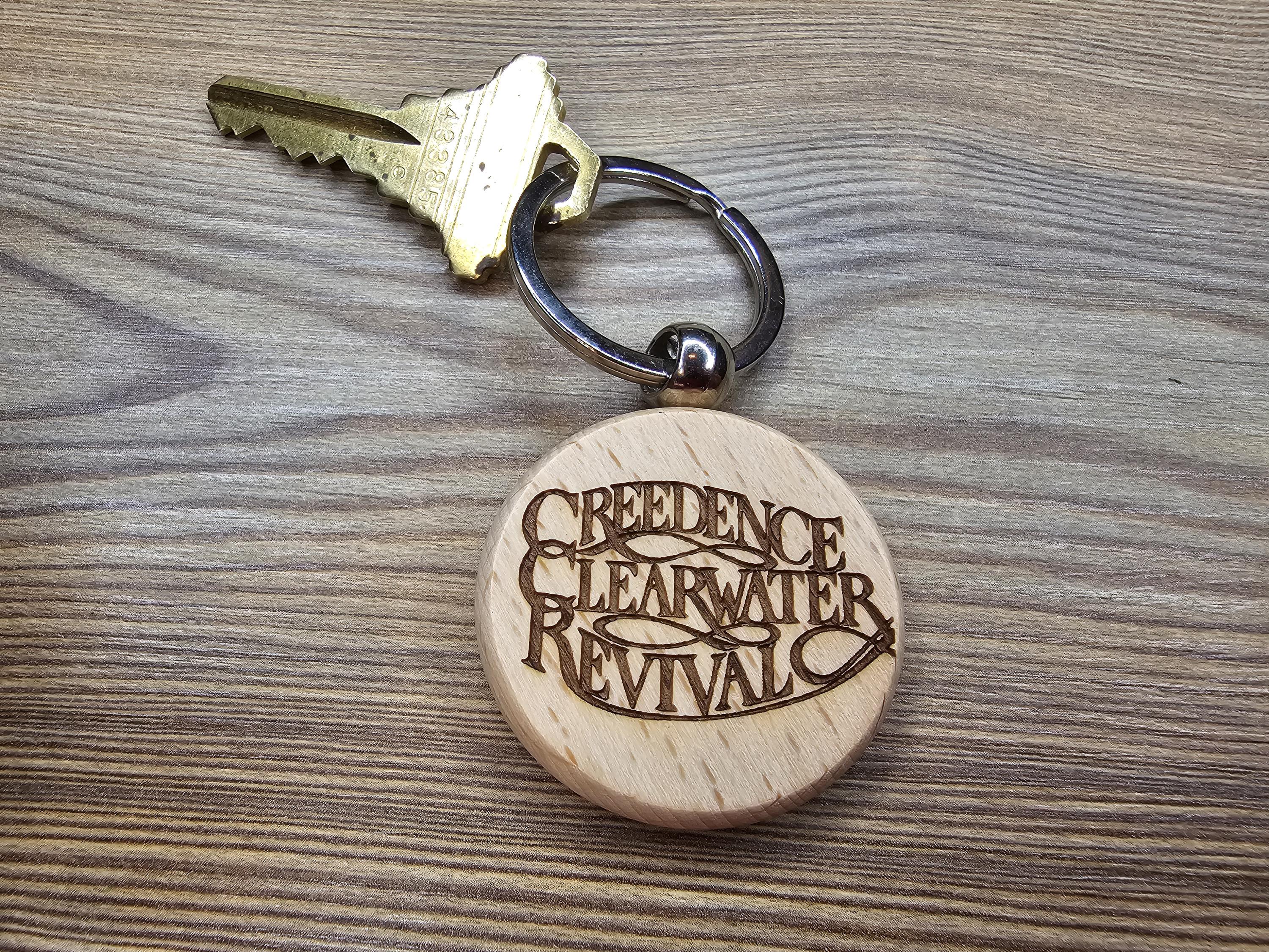 Creedence clearwater revival keychain / bag charm: laser engraved hardwood, stainless steel keyring