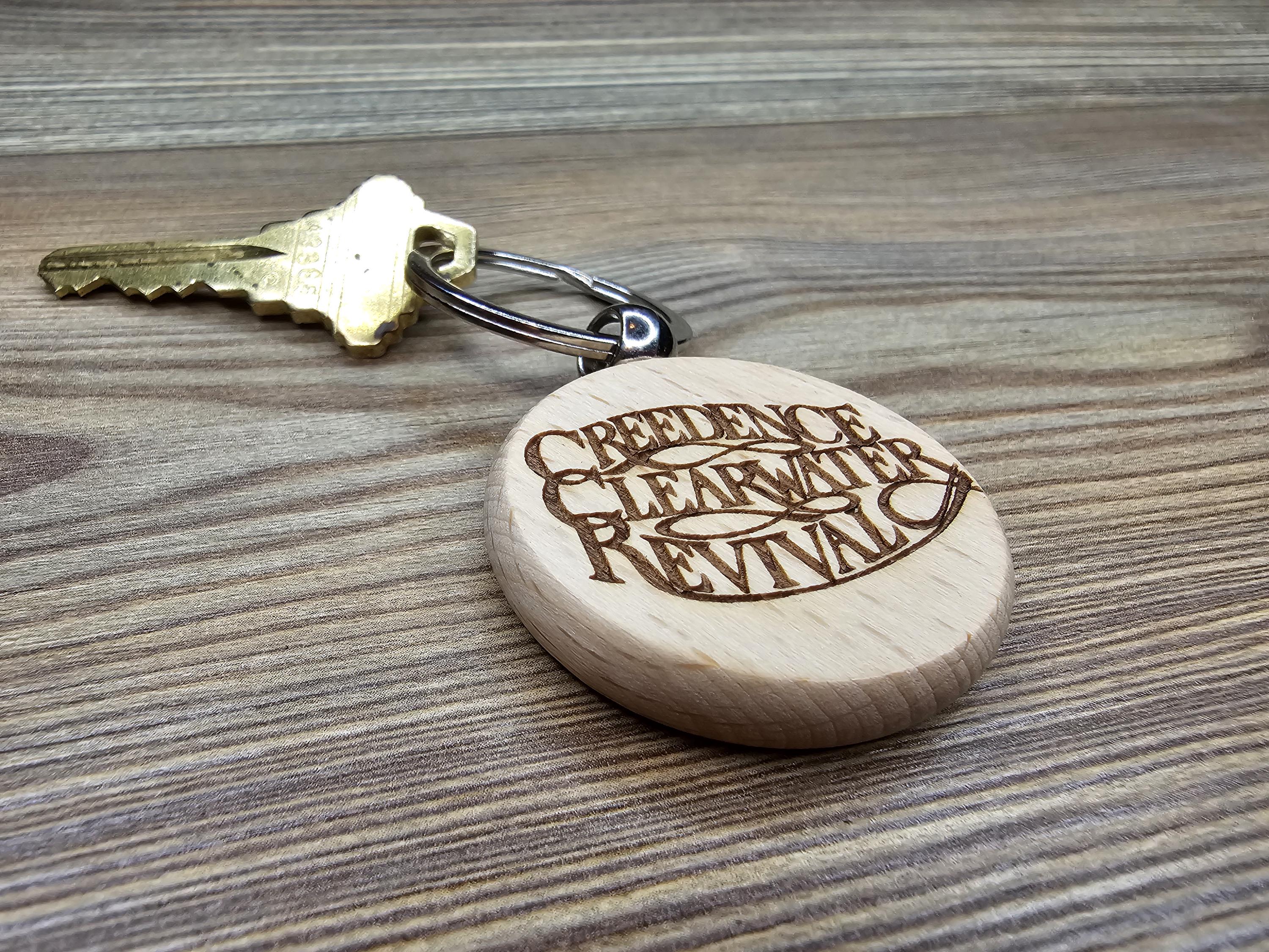 Creedence clearwater revival keychain / bag charm: laser engraved hardwood, stainless steel keyring