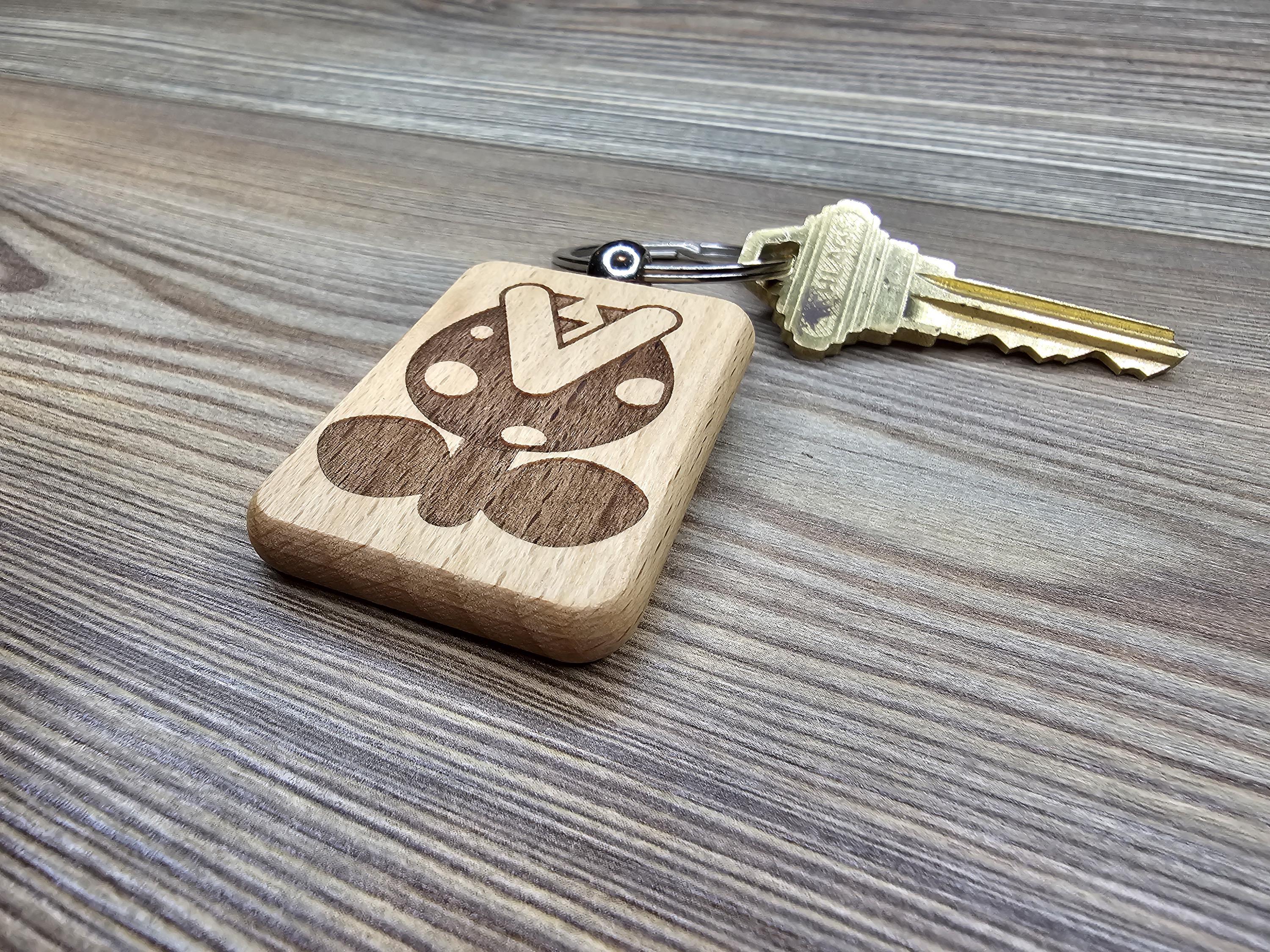 Laser engraved Mario Bros. Piranha Plant keychain / bag charm: hardwood nintendo gamer gift