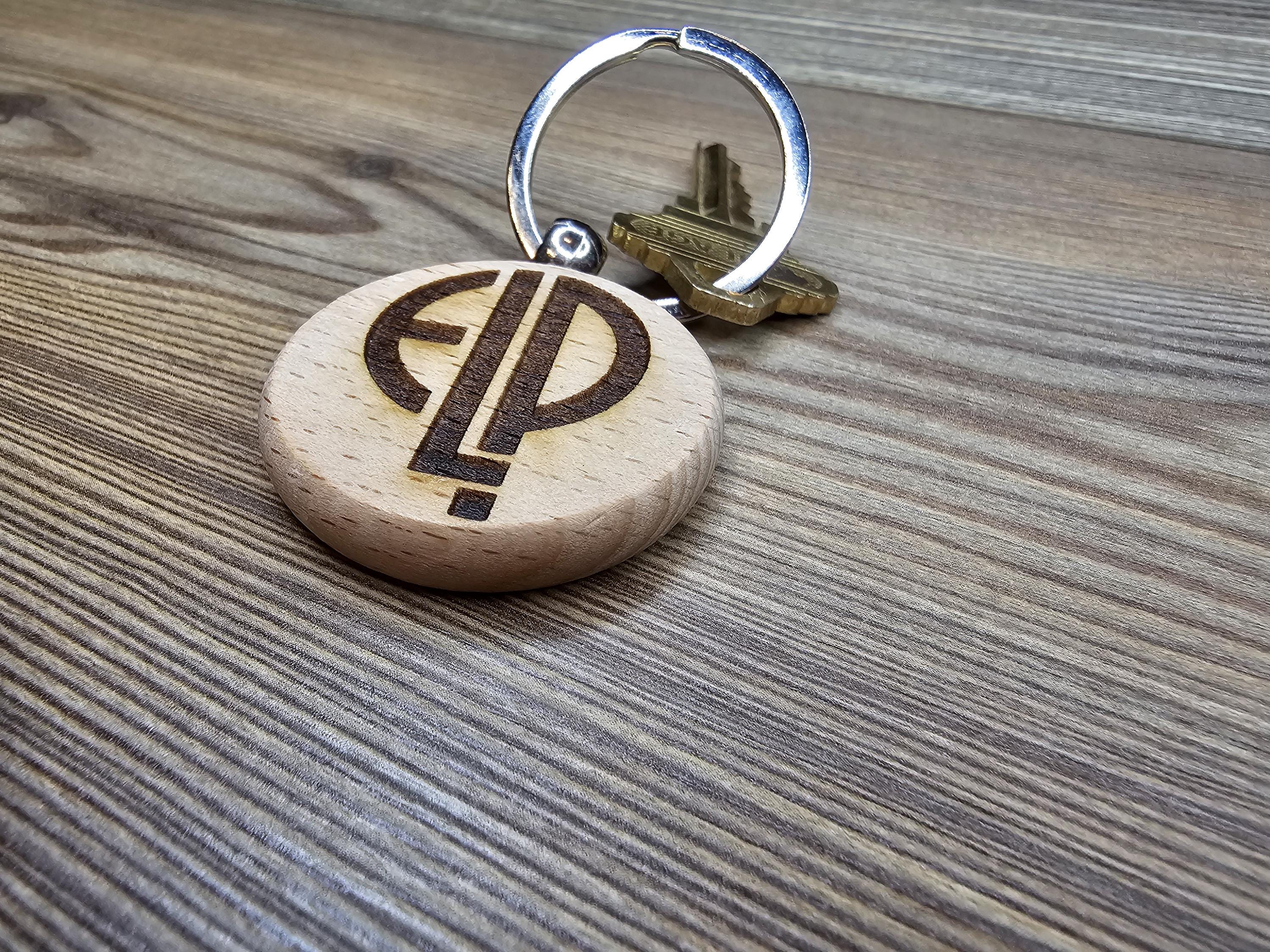 Elp keychain / bag charm: laser engraved hardwood, stainless steel keyring