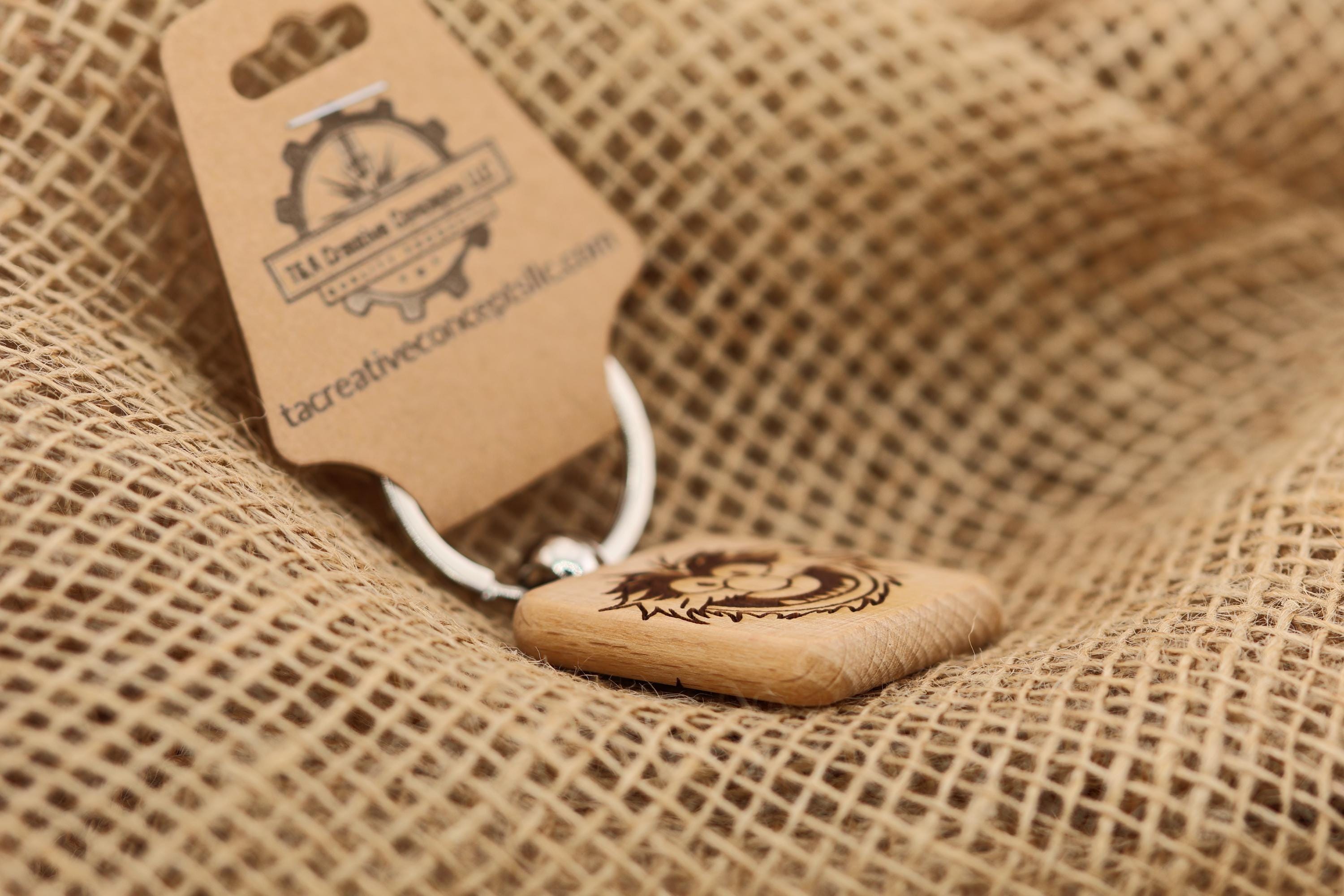 Laser engraved Muppets Animal keychain / bag charm: hardwood & stainless steel