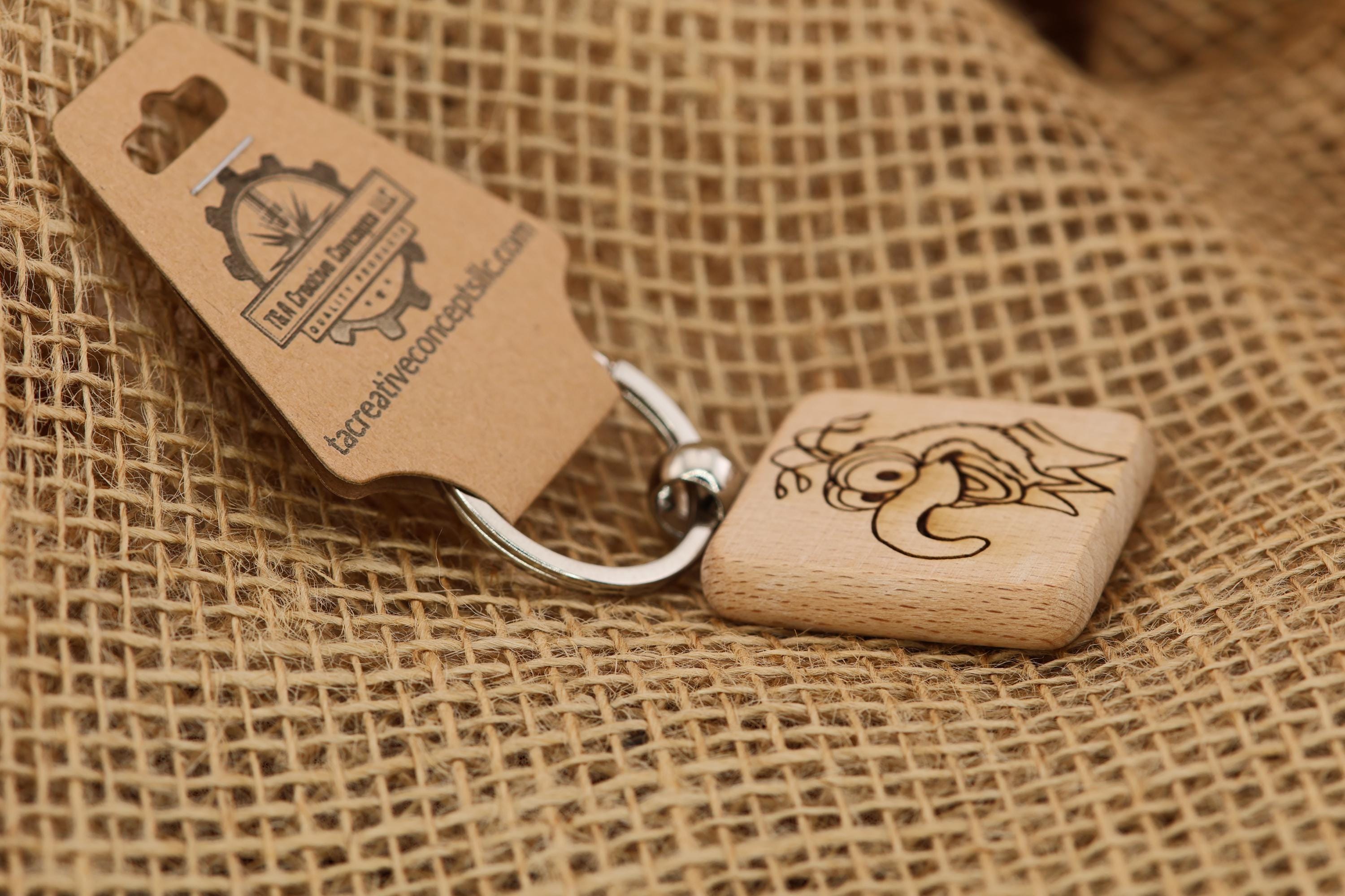 Gonzo Muppets keychain / bag charm: double-sided laser engraved hardwood, stainless steel keyring