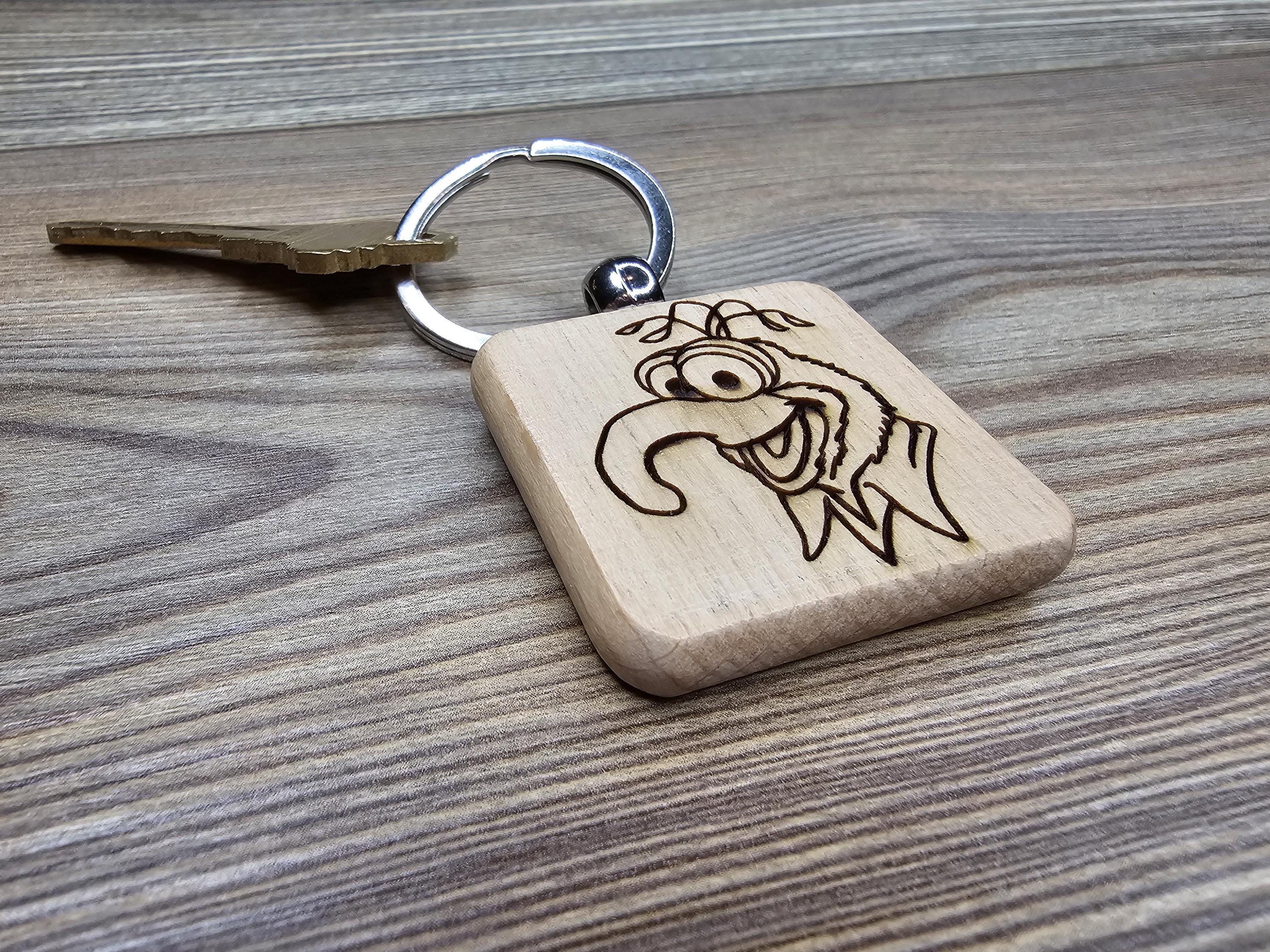 Gonzo Muppets keychain / bag charm: double-sided laser engraved hardwood, stainless steel keyring
