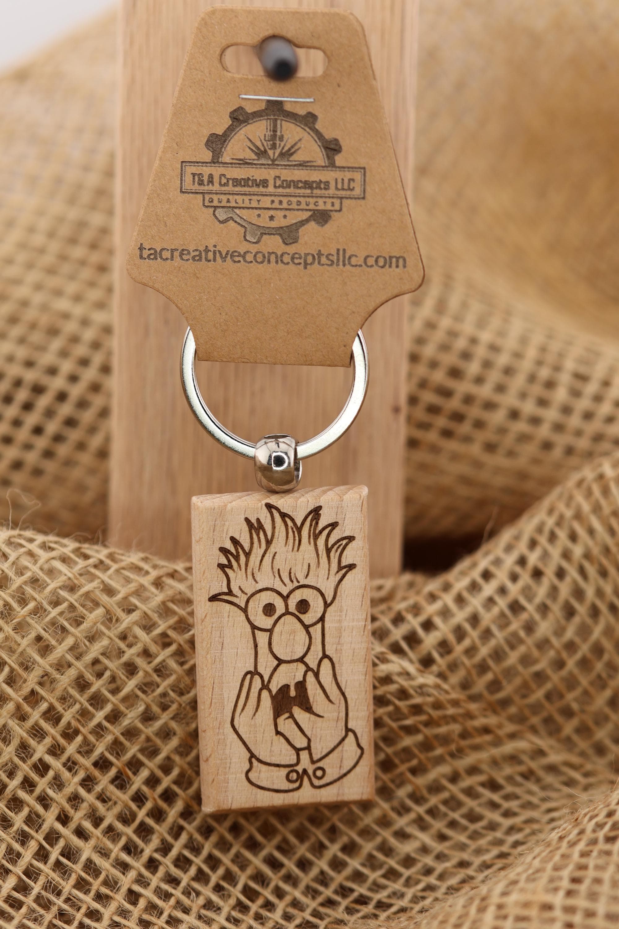Laser engraved Muppets Beaker keychain / bag charm: Muppets fan gift, stainless steel keyring