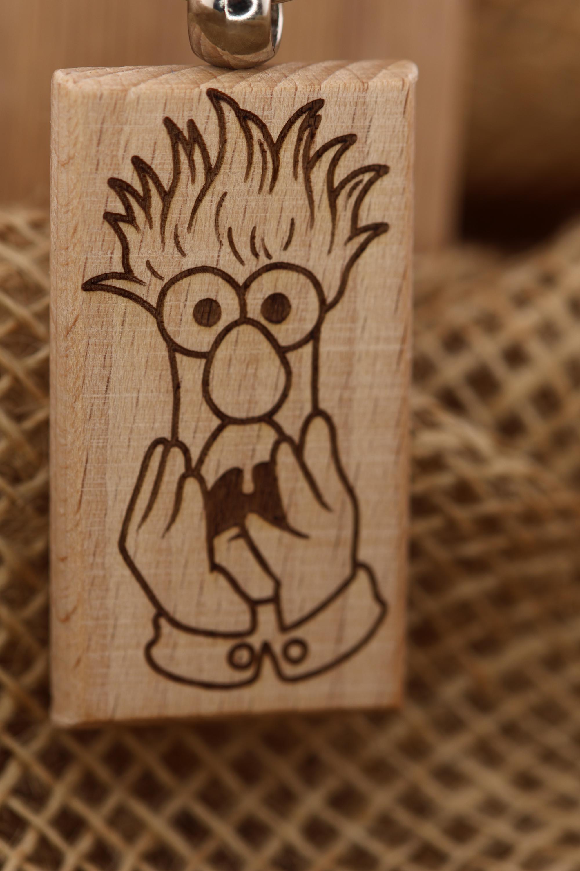 Laser engraved Muppets Beaker keychain / bag charm: Muppets fan gift, stainless steel keyring
