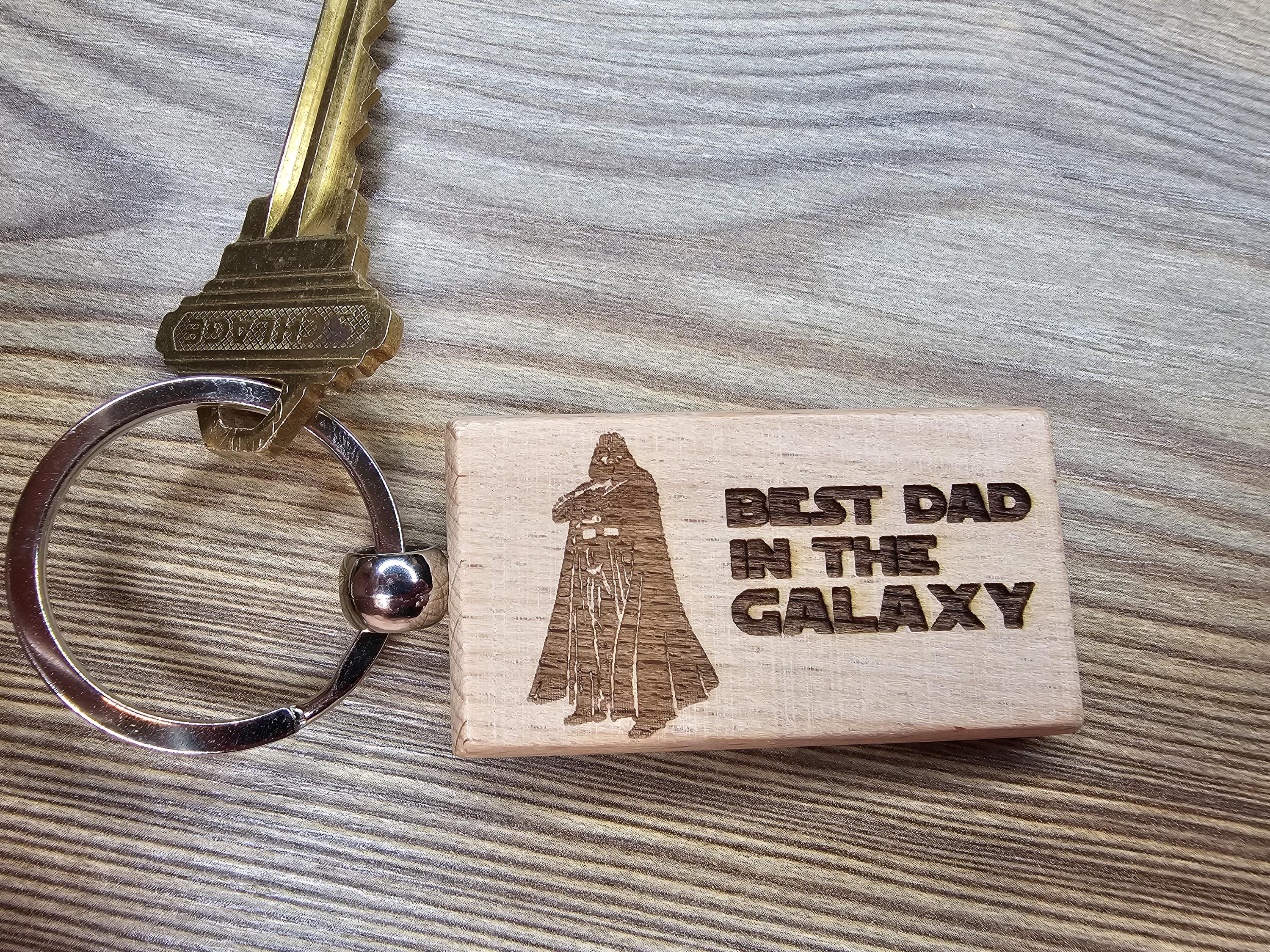 Darth Vader keychain / bag charm - laser engraved hardwood, star wars dad gift