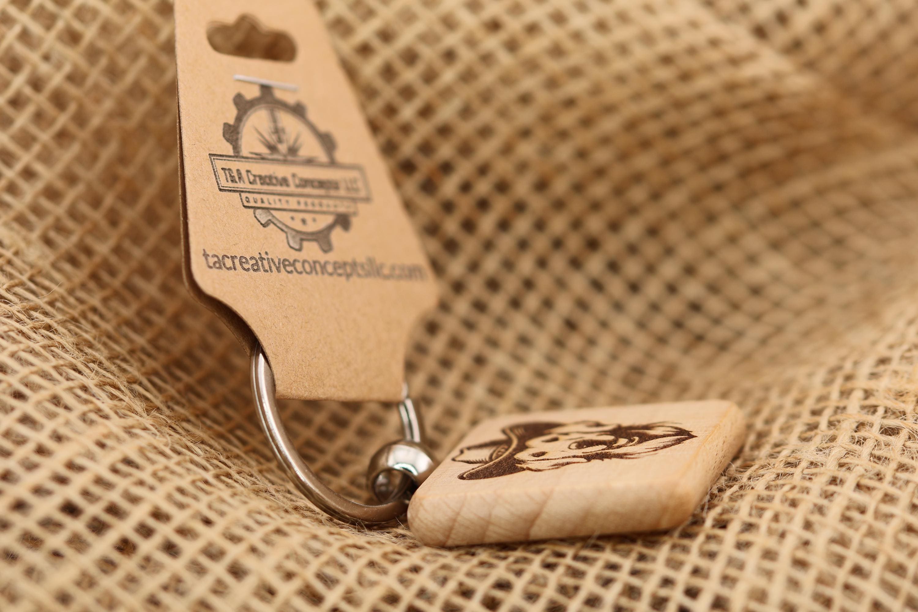 Cowboy Golden Retriever keychain / Bag Charm: laser engraved wood, western gift