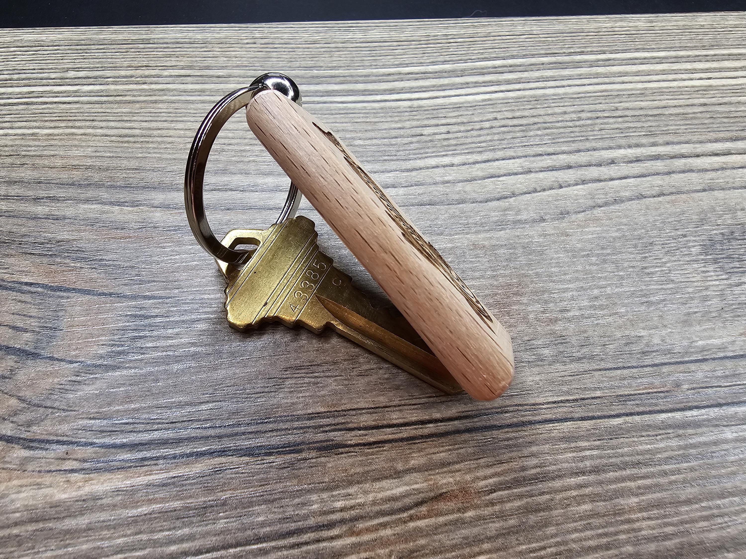Laser engraved hardwood muskie keychain / bag charm - fishing gift