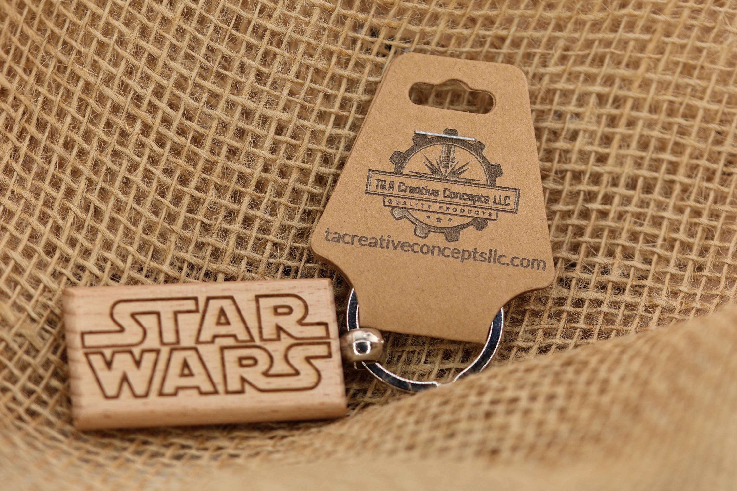 Laser engraved hardwood Star Wars keychain / bag charm: sci-fi movie gift