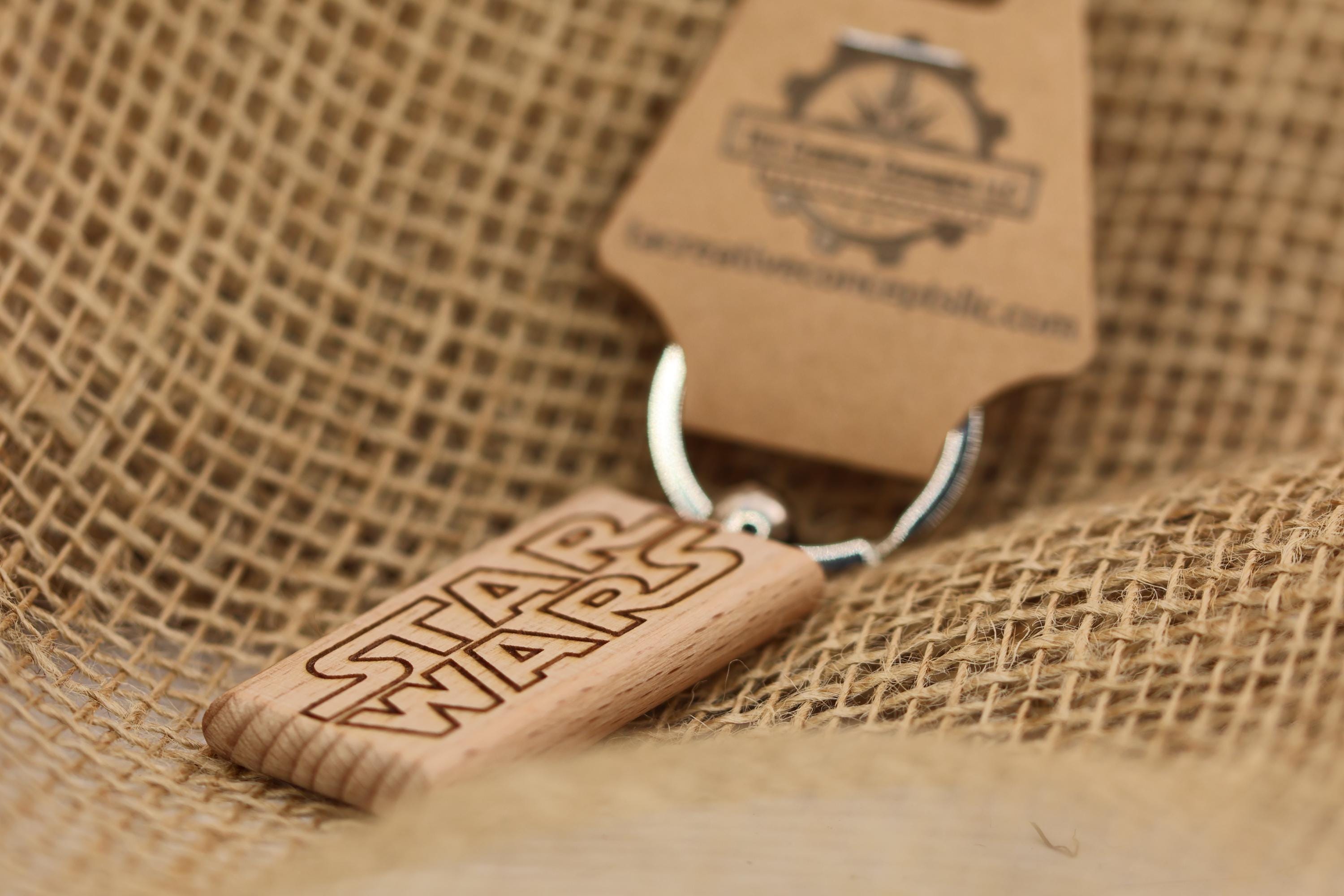 Laser engraved hardwood Star Wars keychain / bag charm: sci-fi movie gift