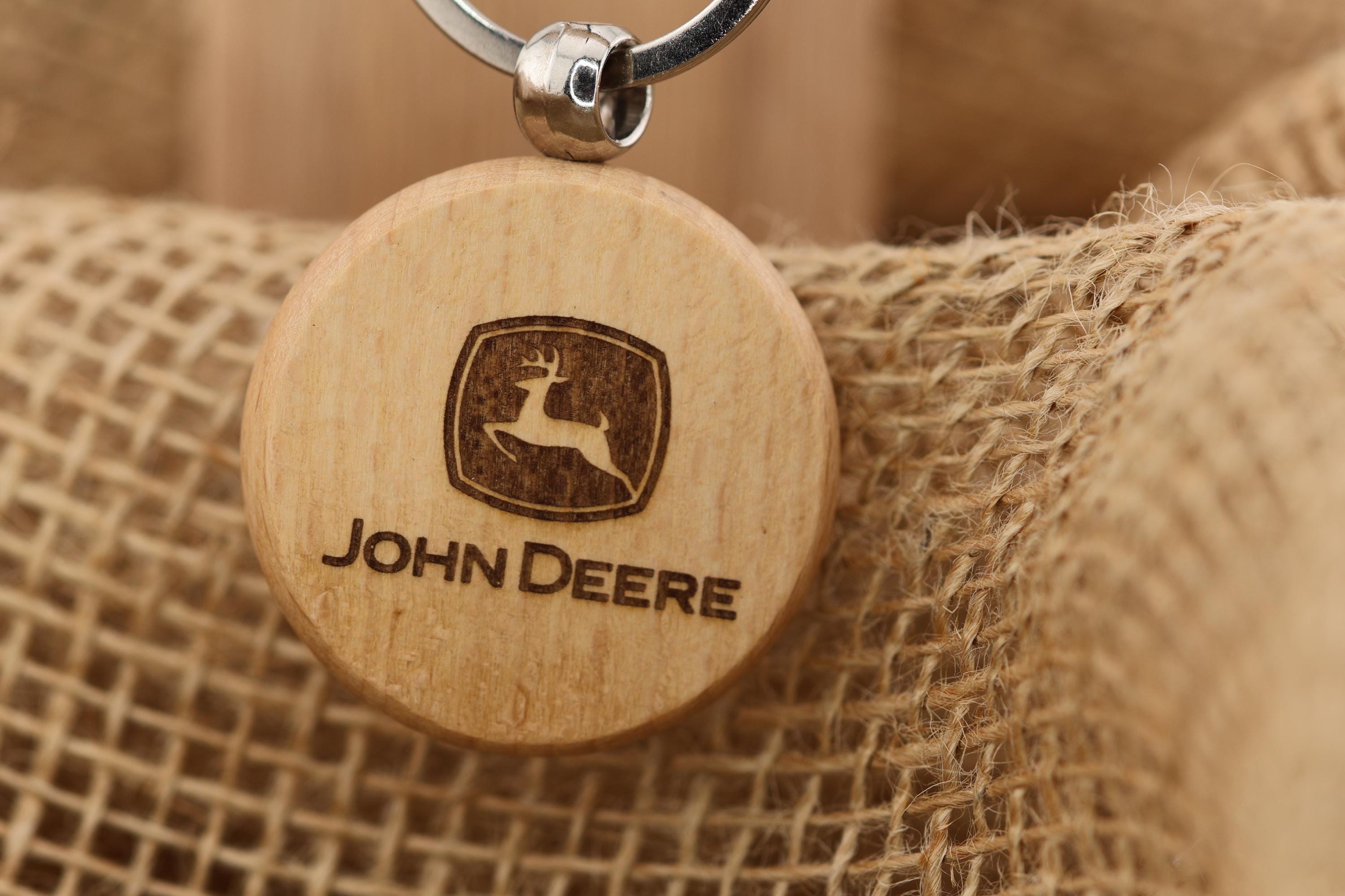 John Deere keychain - bag charm: laser engraved hardwood tractor keyring