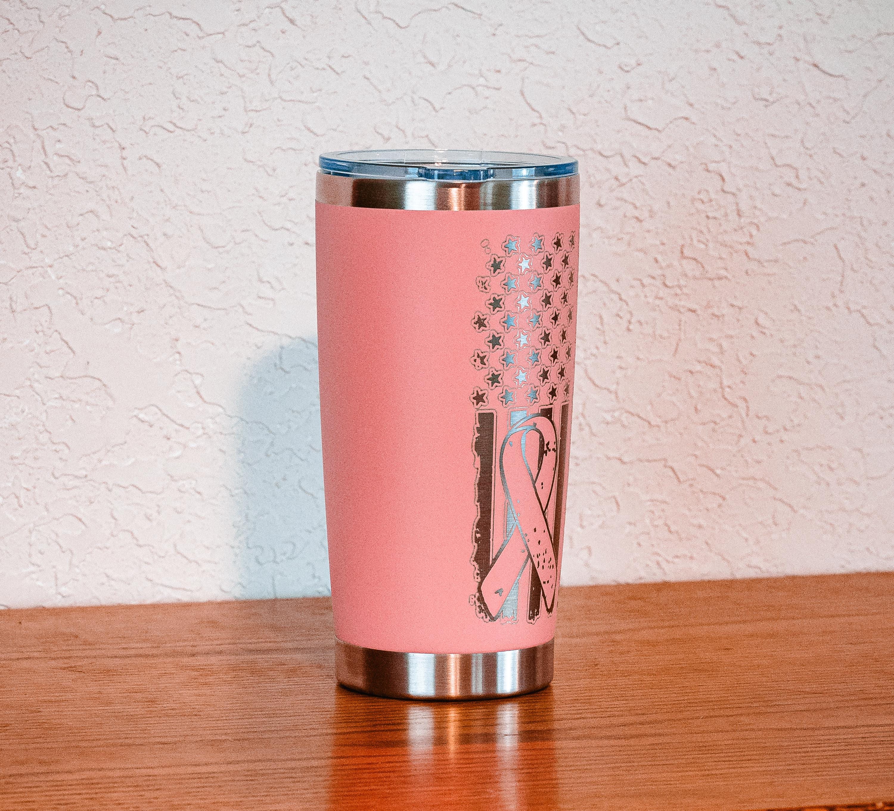 Pink “Save The Tatas” 20oz Stainless Steel Tumbler – Breast Cancer Awareness – Five Dollar Donation to Susan G. Komen Foundation