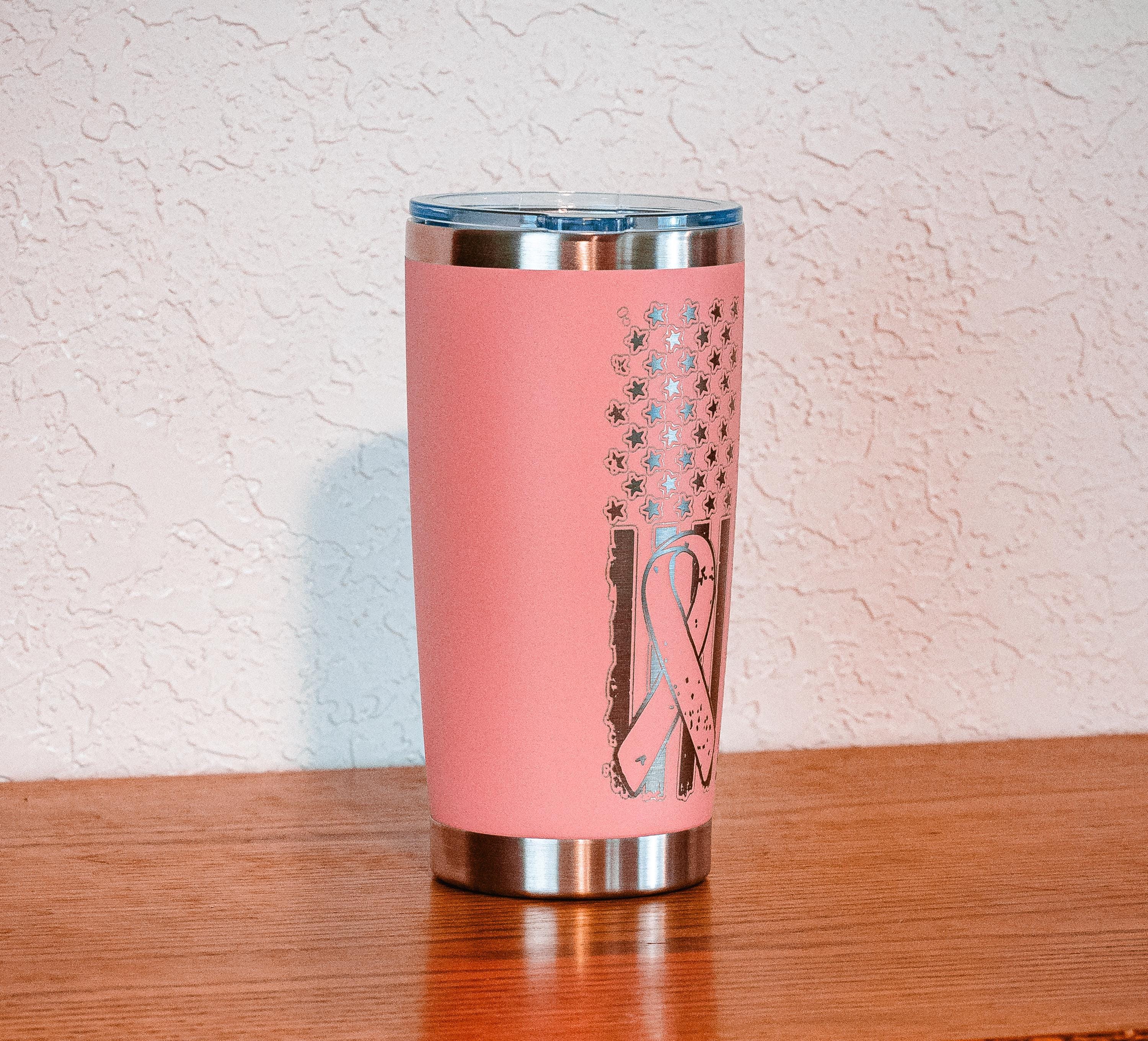 Pink “save the tatas” 20oz stainless steel tumbler – breast cancer awareness – five dollar donation to susan g. komen foundation
