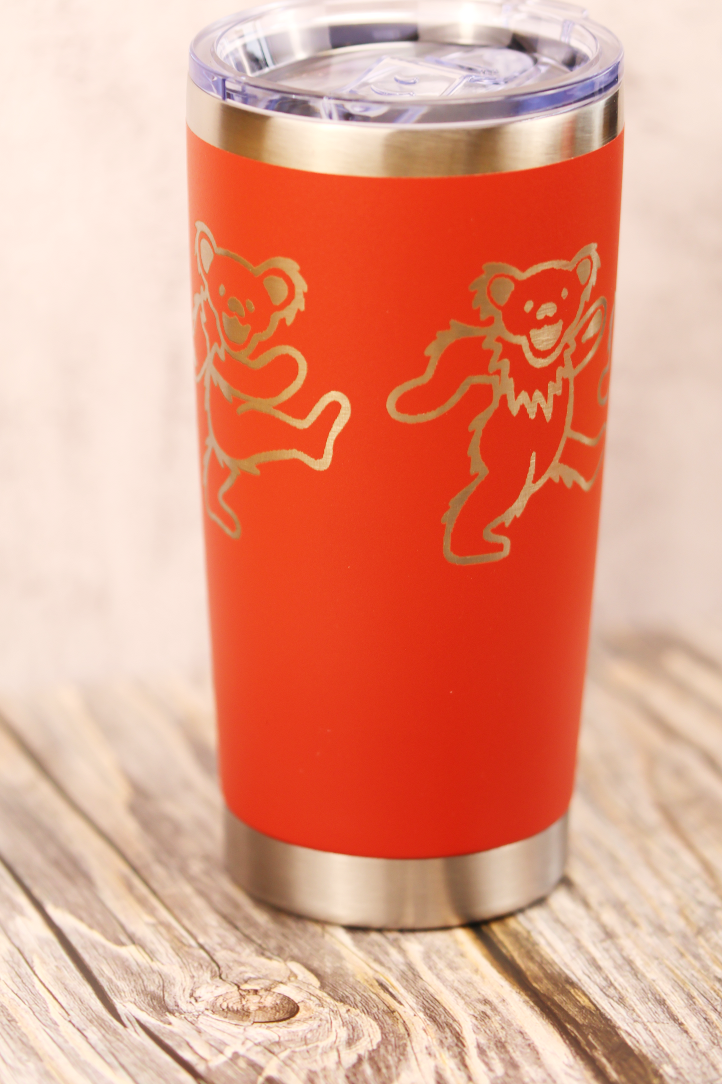 20 oz Grateful Dead Dancing Bears Tumbler – Stainless Steel Double Insulated Cup with Lid, Laser Engraved Deadhead Gift