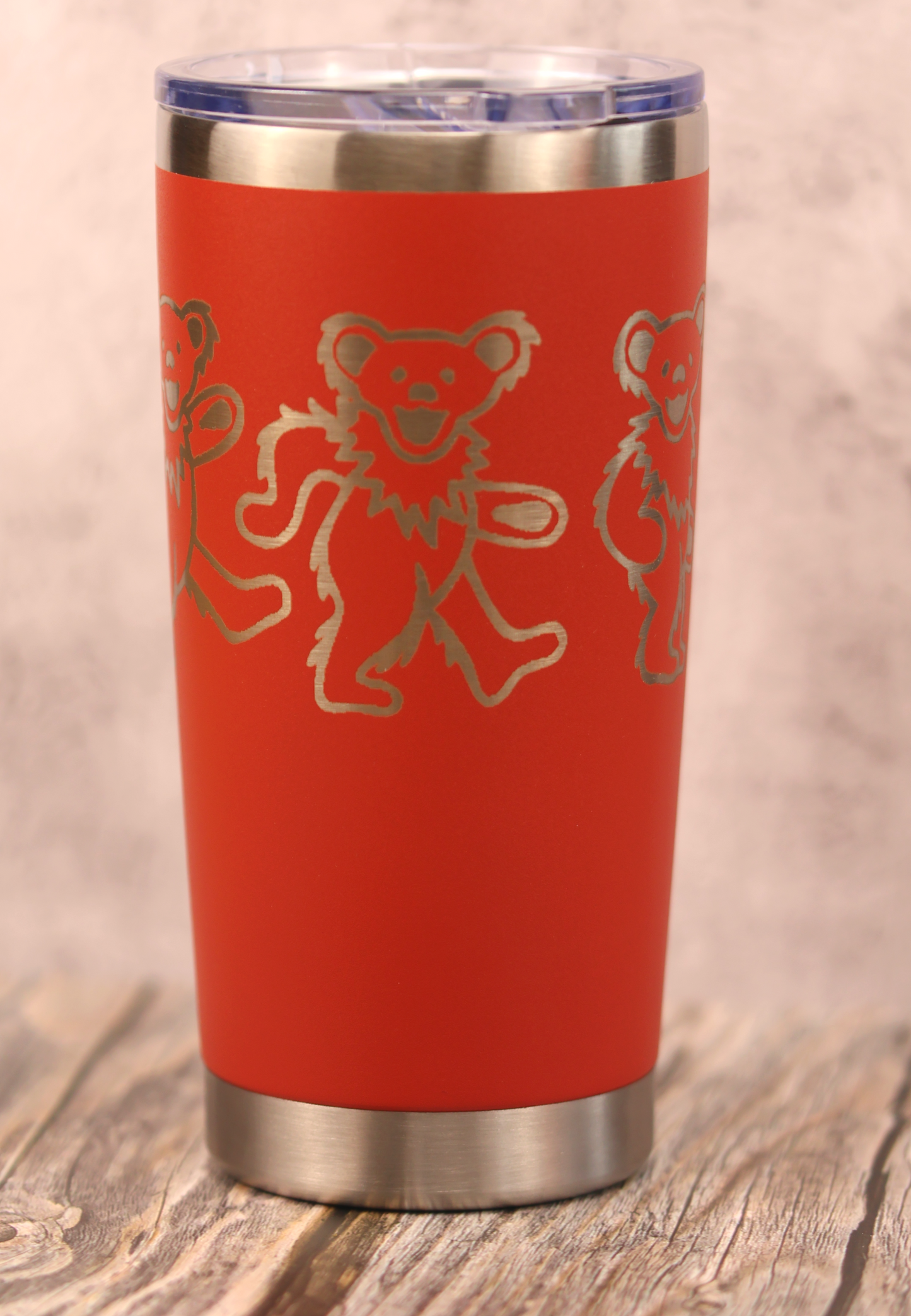 20 oz Grateful Dead Dancing Bears Tumbler – Stainless Steel Double Insulated Cup with Lid, Laser Engraved Deadhead Gift
