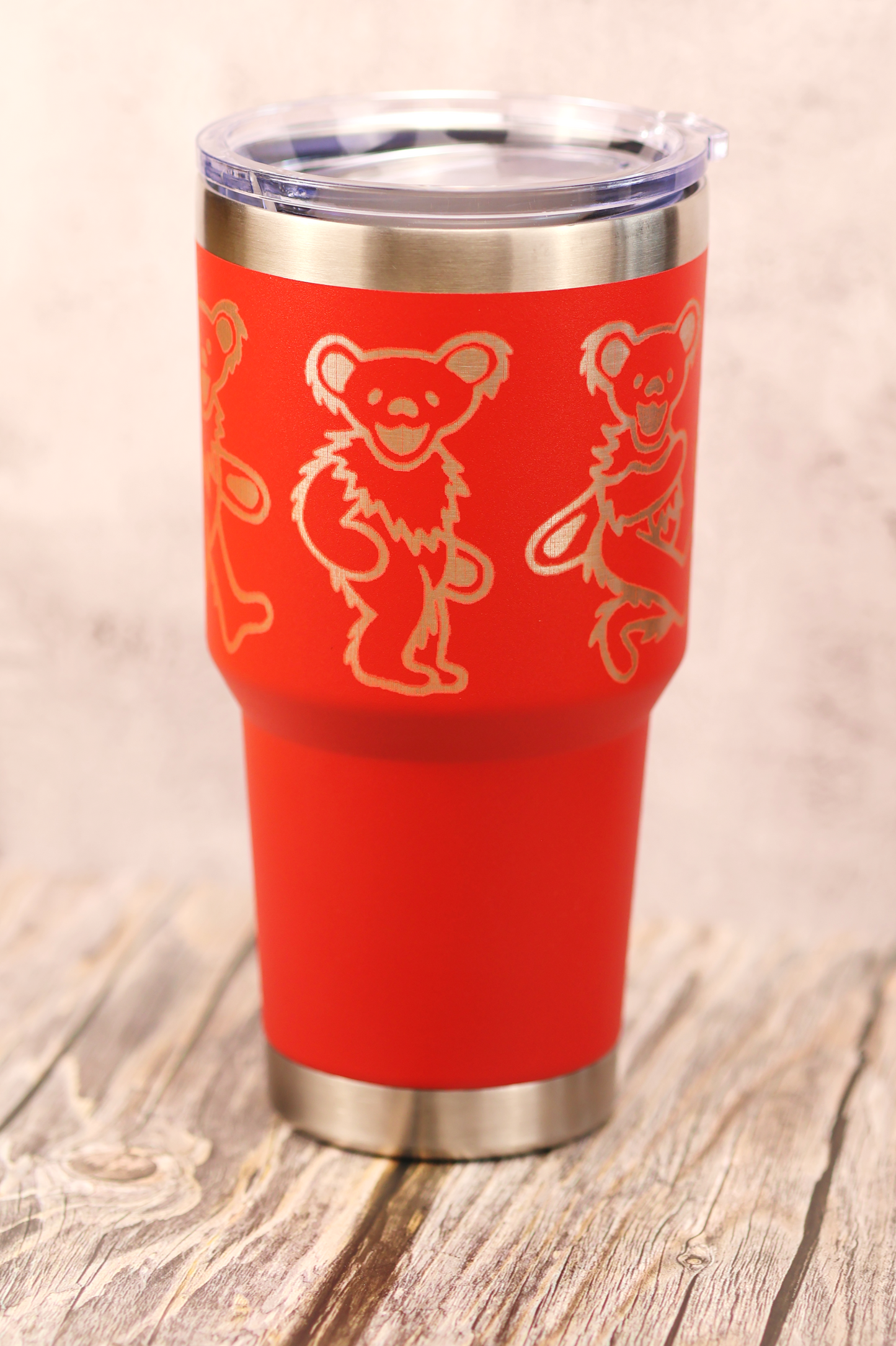 20 oz Grateful Dead Dancing Bears Tumbler – Stainless Steel Double Insulated Cup with Lid, Laser Engraved Deadhead Gift