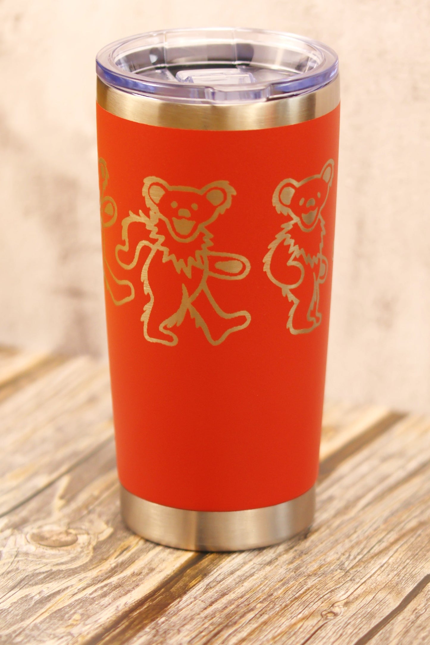 20 oz Grateful Dead Dancing Bears Tumbler – Stainless Steel Double Insulated Cup with Lid, Laser Engraved Deadhead Gift