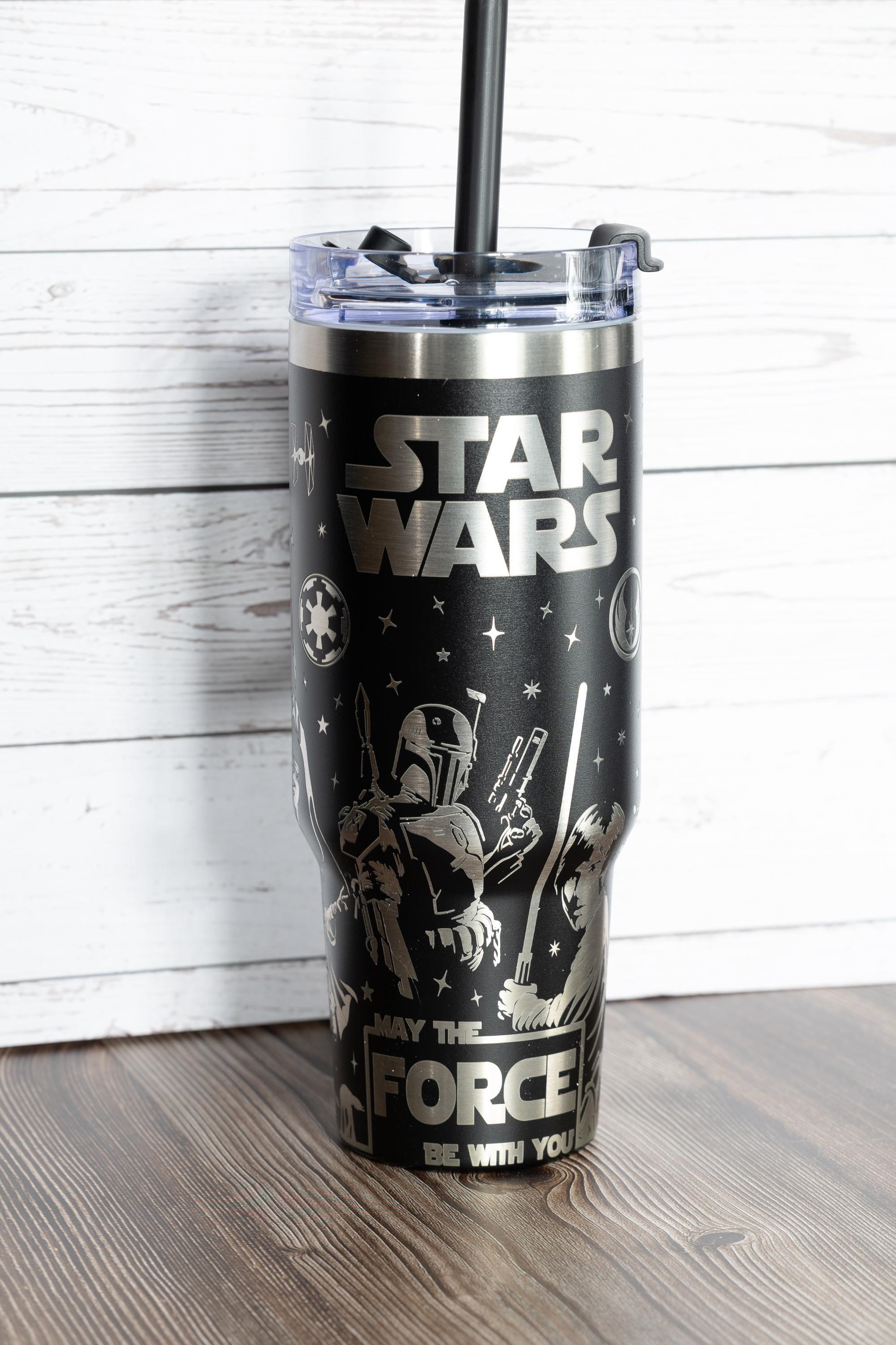 40oz star wars tumbler: laser engraved stainless steel stanley dupe