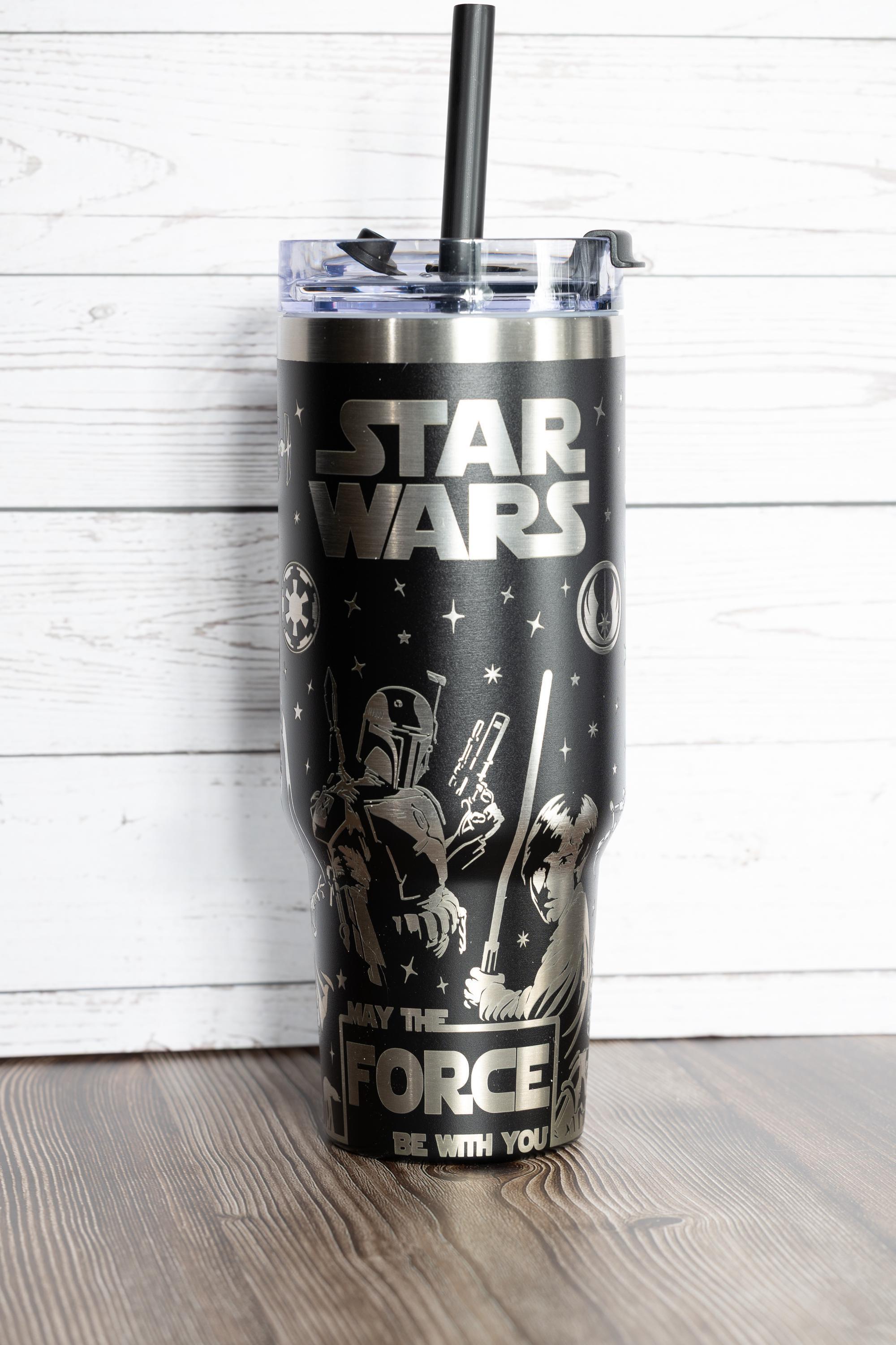 40oz star wars tumbler: laser engraved stainless steel stanley dupe