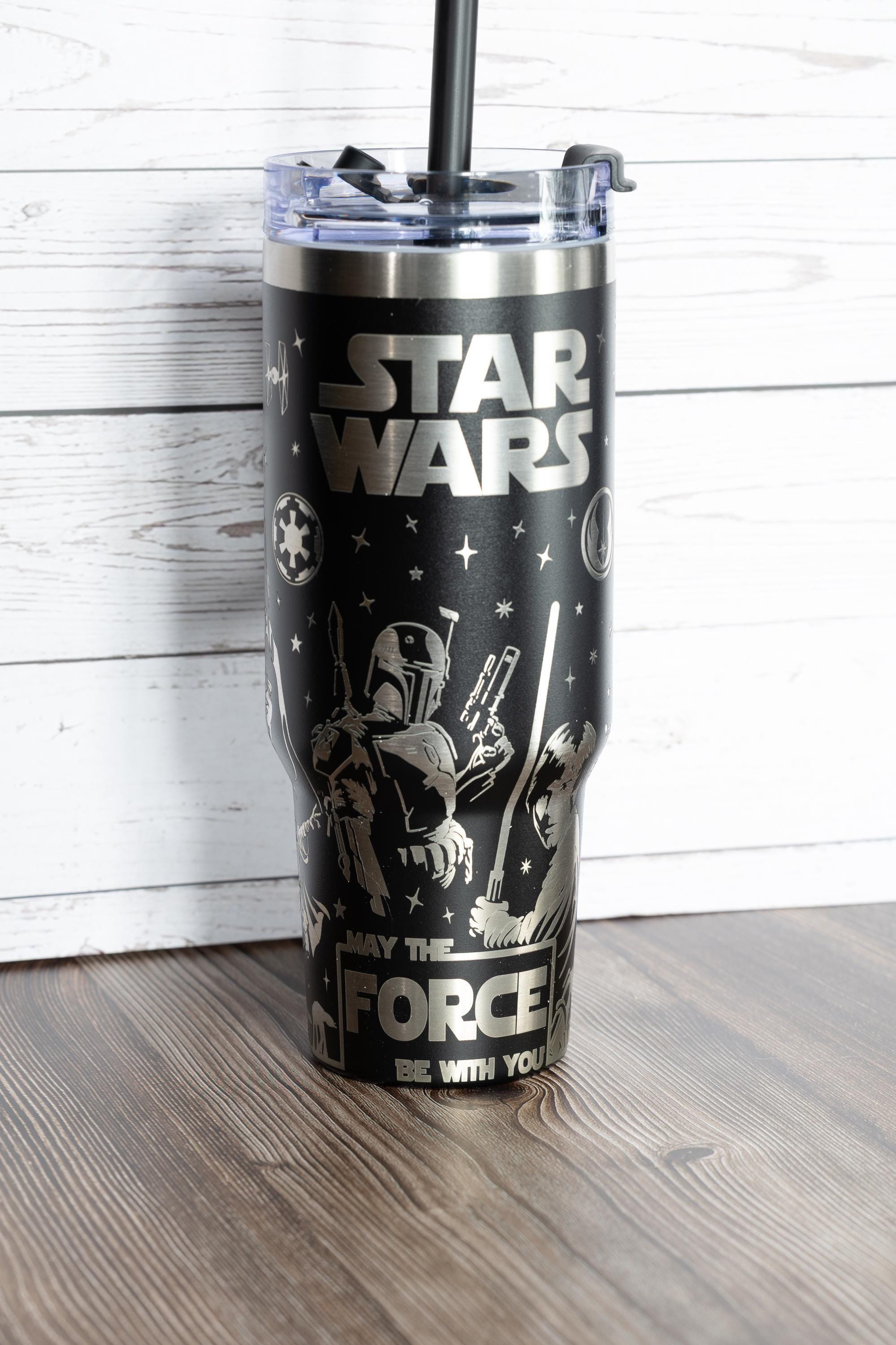 40oz star wars tumbler: laser engraved stainless steel stanley dupe