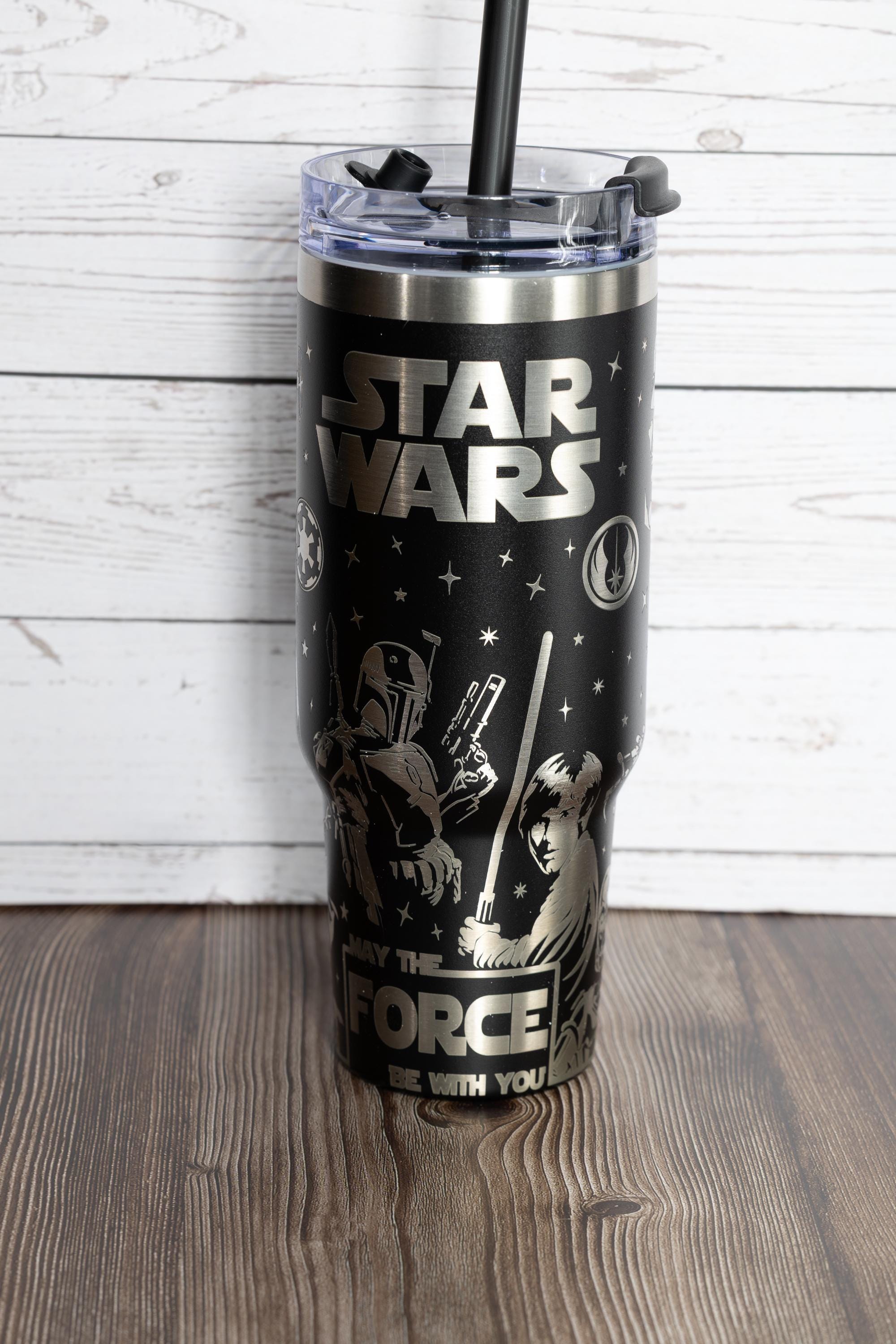 40oz star wars tumbler: laser engraved stainless steel stanley dupe