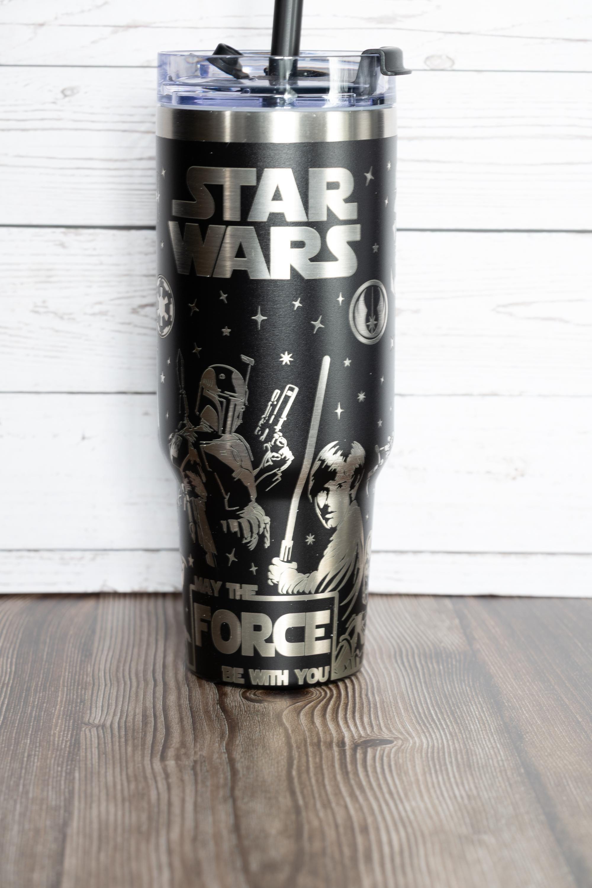 40oz star wars tumbler: laser engraved stainless steel stanley dupe