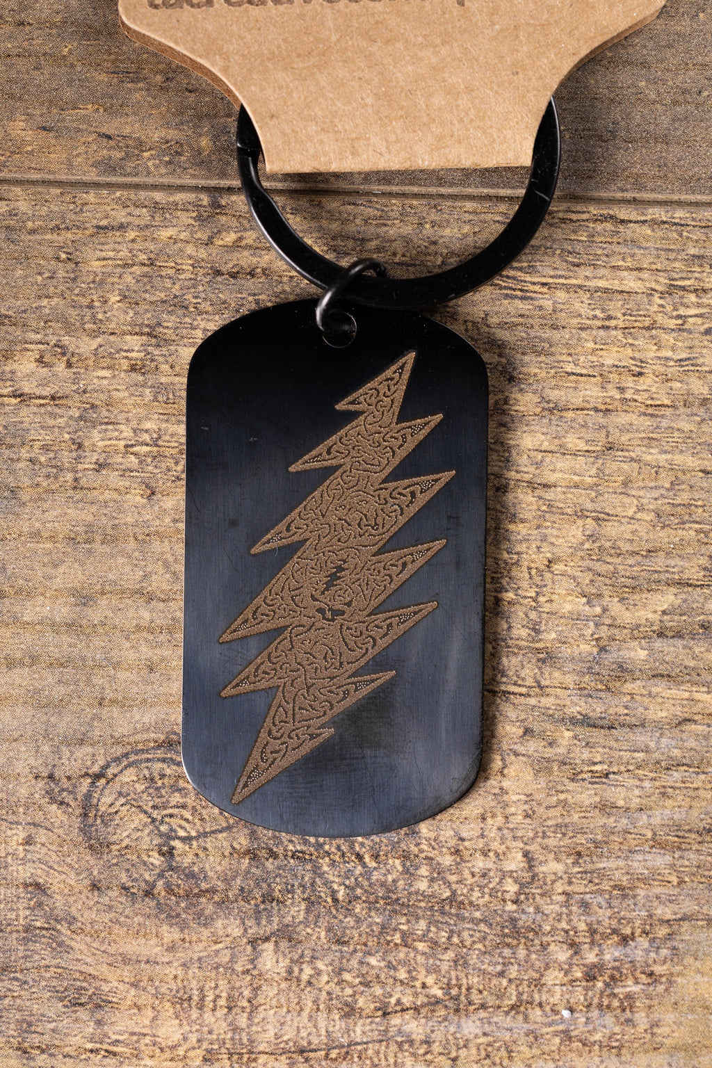 Black stainless grateful dead celtic bolt | laser engraved band design | durable metal gift for fans