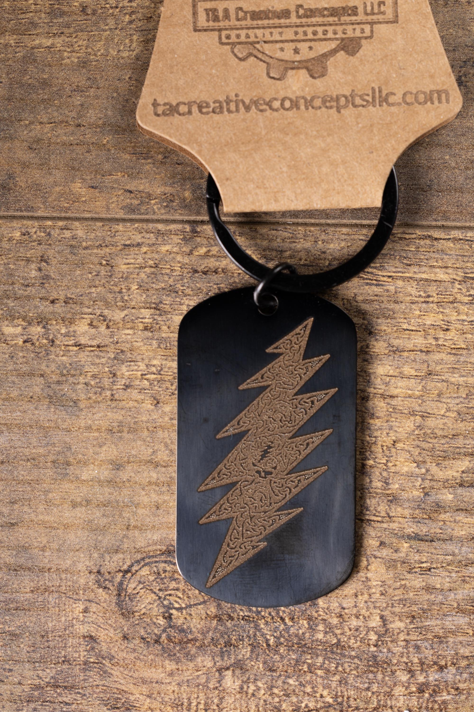 Black stainless grateful dead celtic bolt | laser engraved band design | durable metal gift for fans