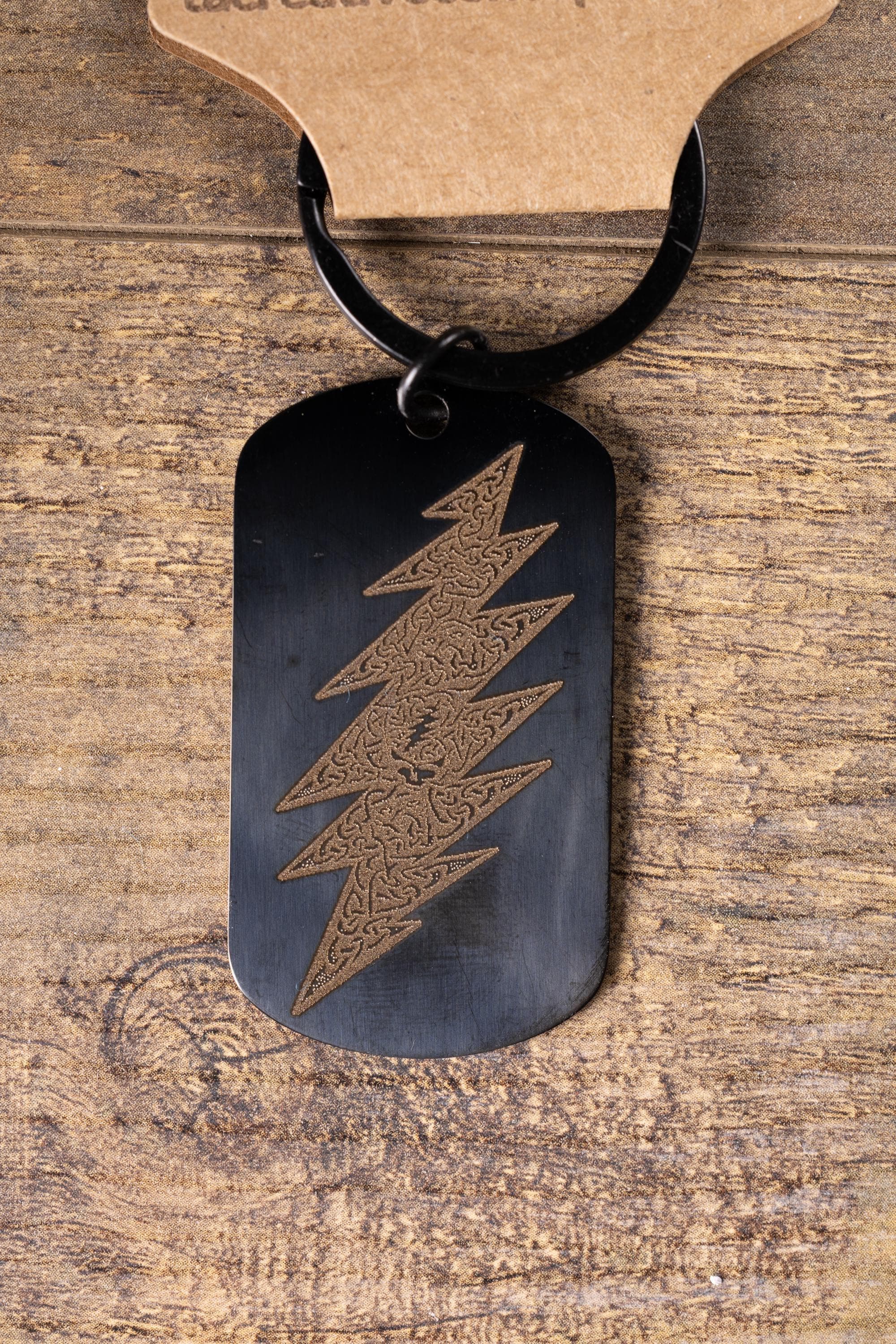 Black stainless grateful dead celtic bolt | laser engraved band design | durable metal gift for fans