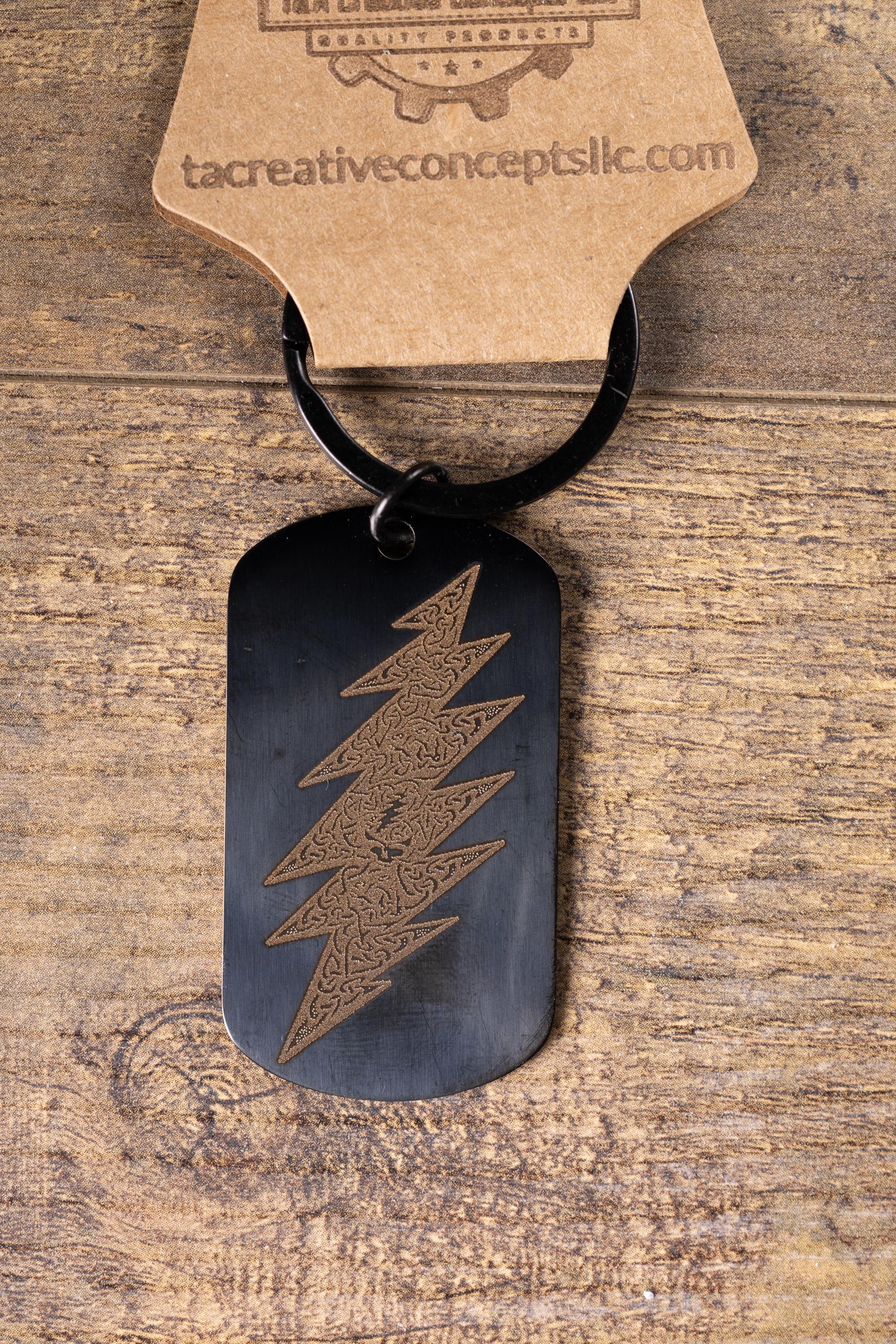 Black stainless grateful dead celtic bolt | laser engraved band design | durable metal gift for fans