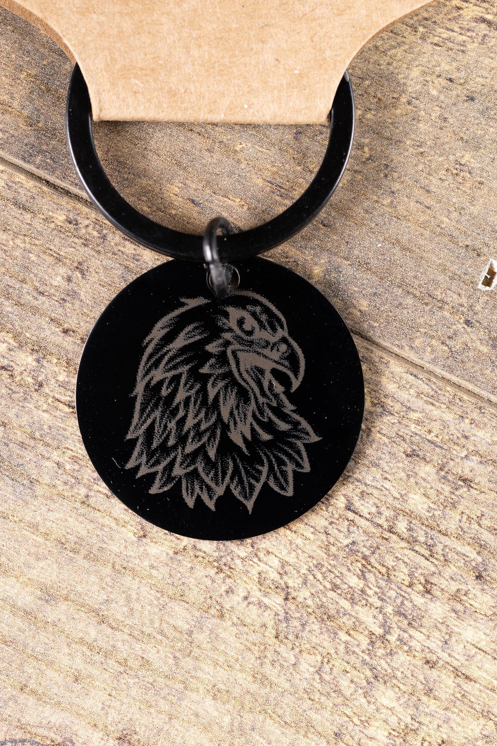Black stainless steel american eagle keychain – laser engraved usa eagle gift for him – patriotic metal key ring