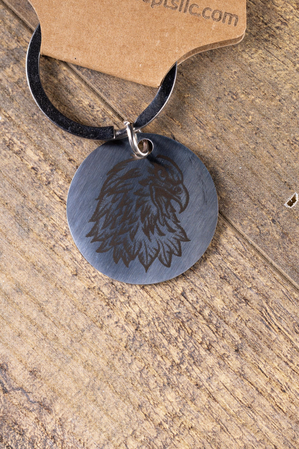 Polished stainless steel american eagle keychain - laser engraved metal eagle gift for him - patriotic usa key ring - stainless hardware