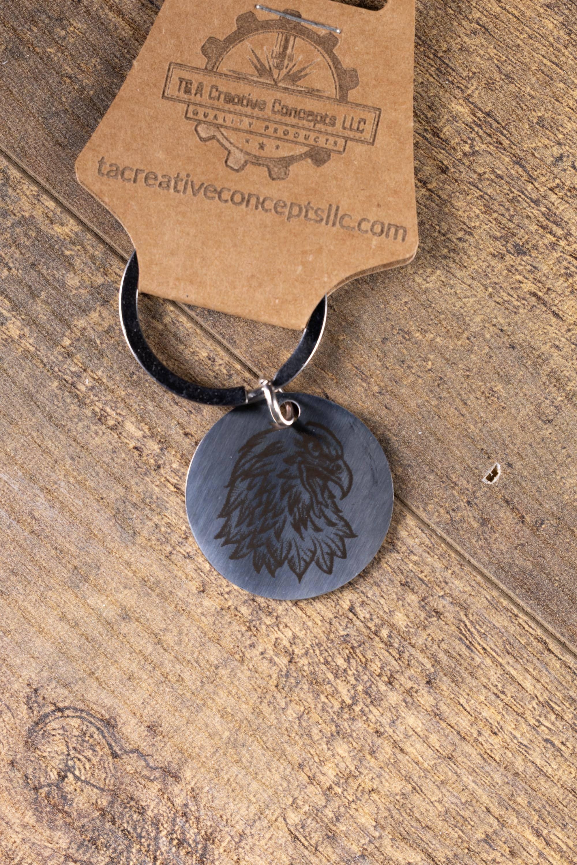 Polished stainless steel american eagle keychain - laser engraved metal eagle gift for him - patriotic usa key ring - stainless hardware