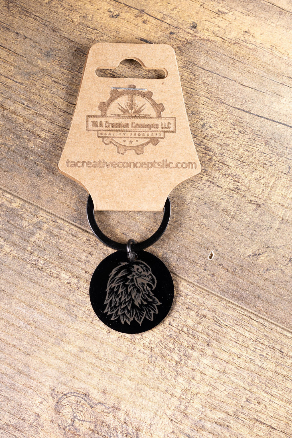 Black stainless steel american eagle keychain – laser engraved usa eagle gift for him – patriotic metal key ring