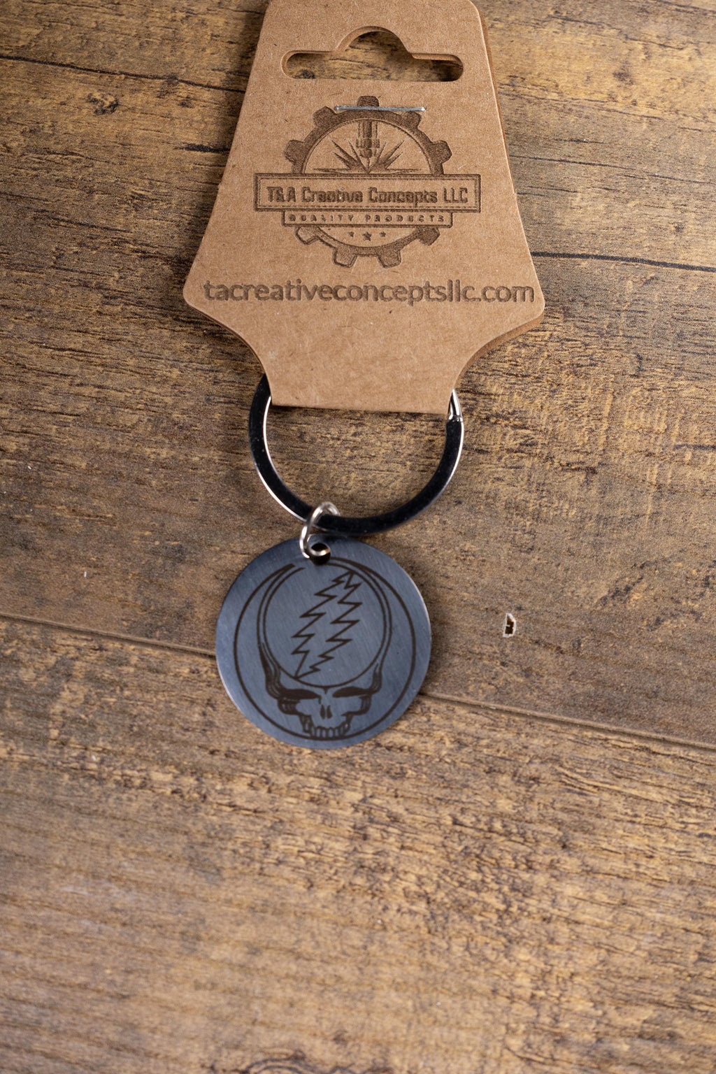 Polished stainless steel grateful dead “steal your face” keychain | laser engraved both sides | deadhead gift | music key ring