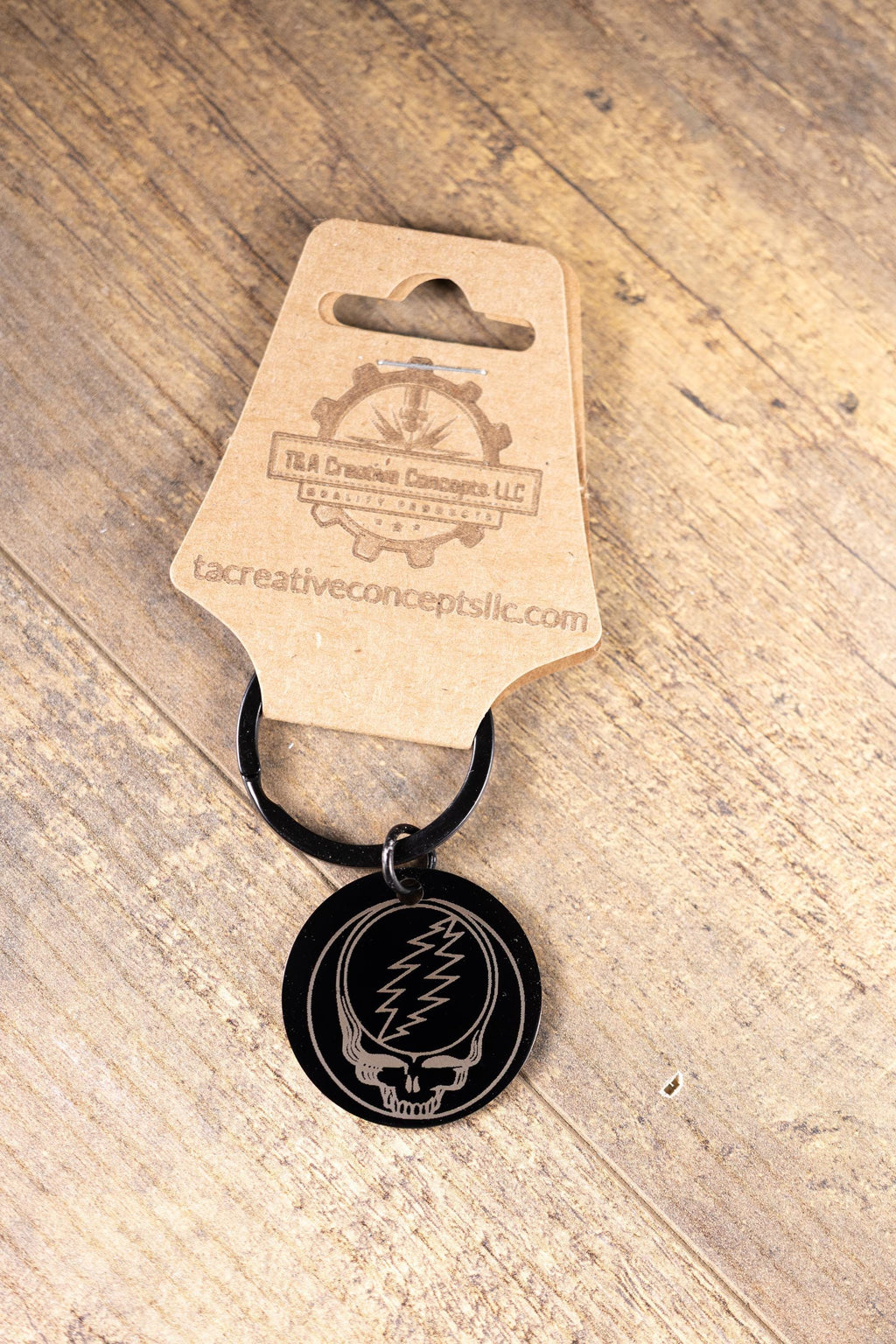 Black stainless steel grateful dead “steal your face” keychain | laser engraved both sides | deadhead gift | durable key ring