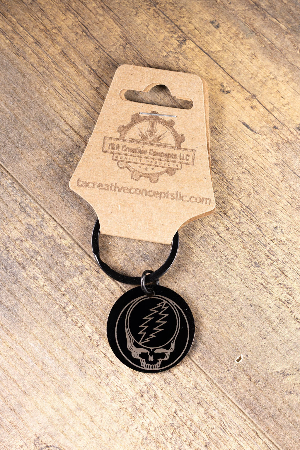 Black stainless steel grateful dead “steal your face” keychain | laser engraved both sides | deadhead gift | durable key ring