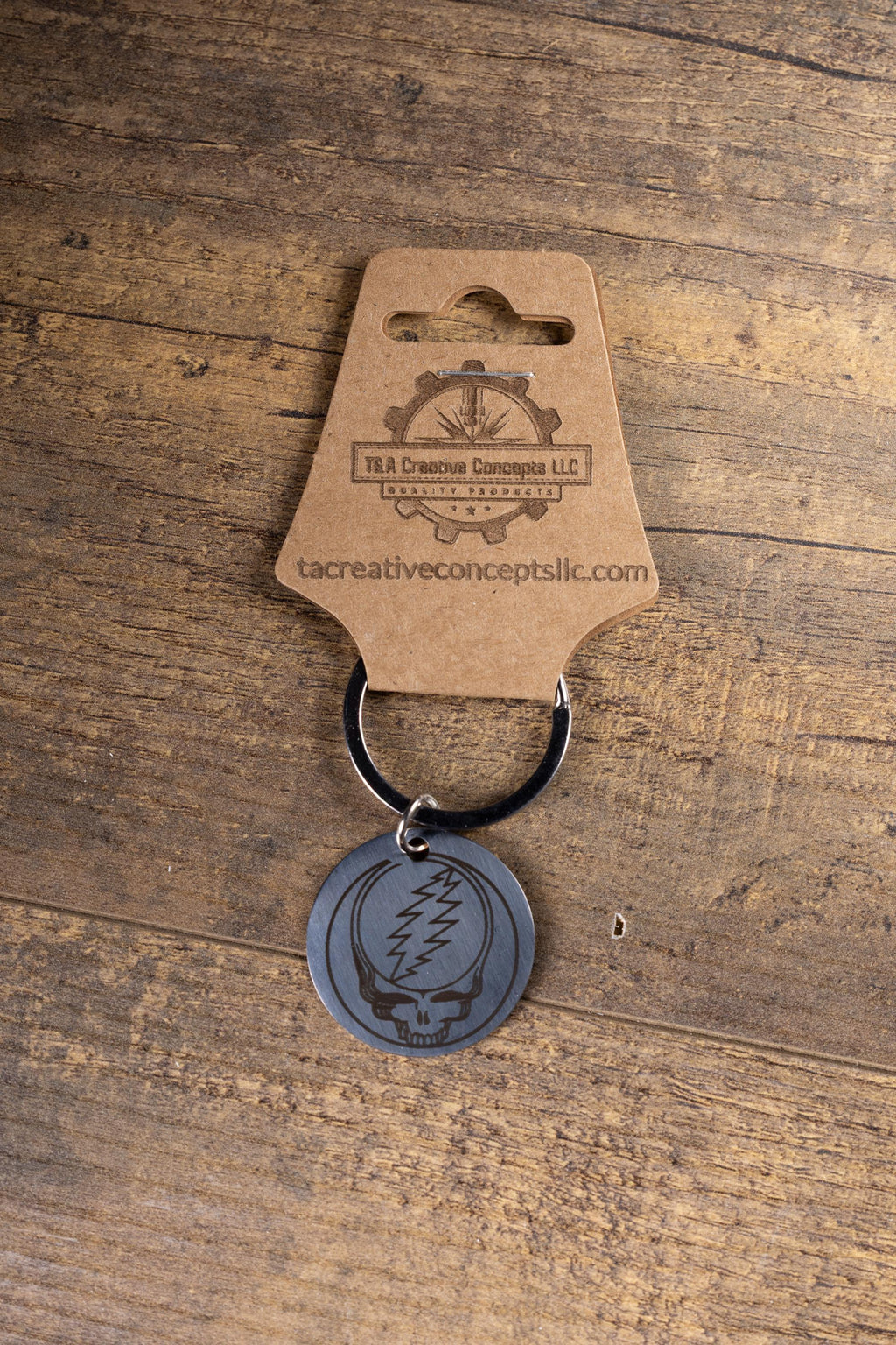 Polished stainless steel grateful dead “steal your face” keychain | laser engraved both sides | deadhead gift | music key ring