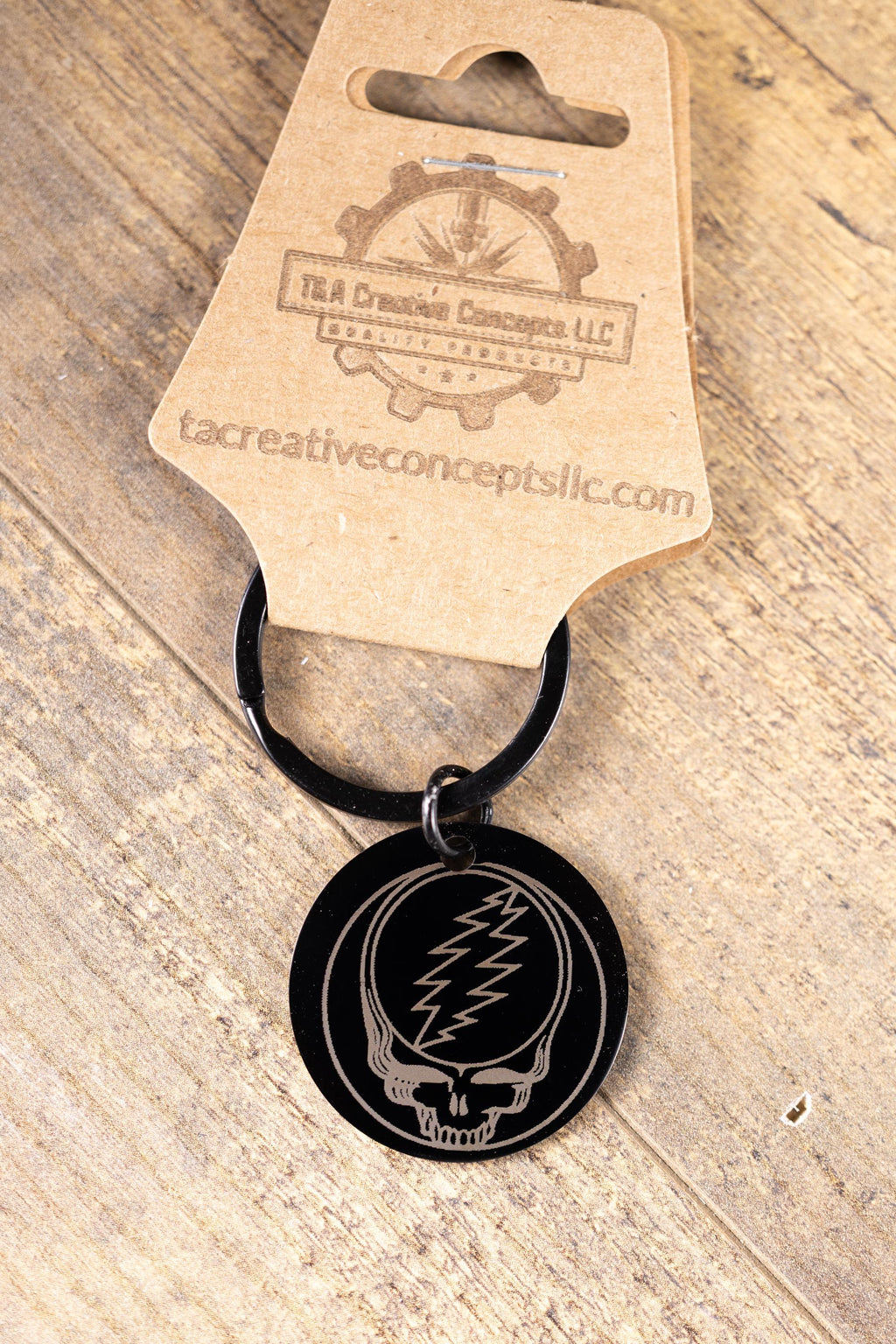 Black stainless steel grateful dead “steal your face” keychain | laser engraved both sides | deadhead gift | durable key ring