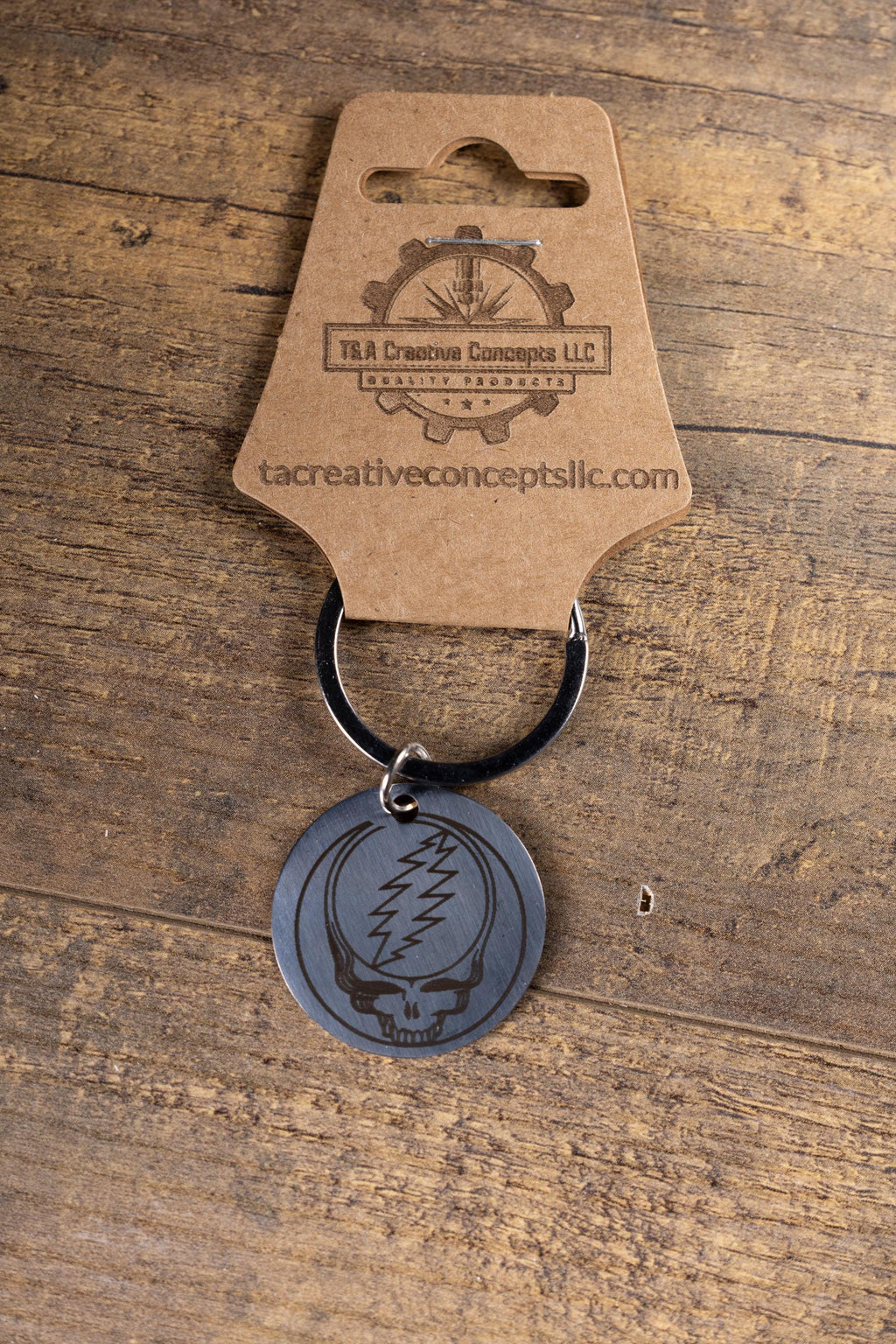 Polished stainless steel grateful dead “steal your face” keychain | laser engraved both sides | deadhead gift | music key ring