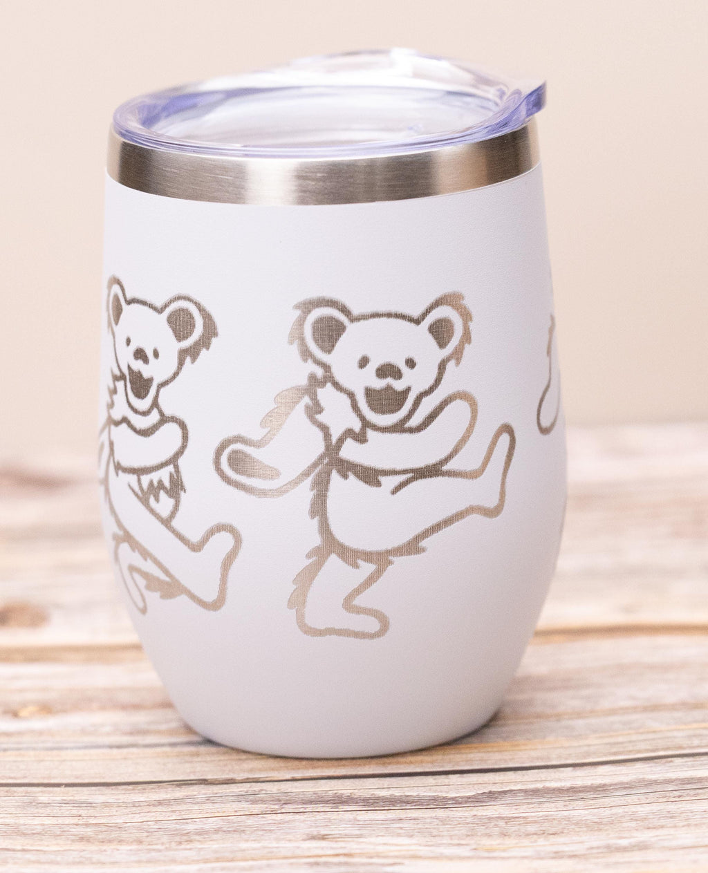 Grateful dead -  dead bears wine tumbler 12 oz | laser engraved stainless steel cup with lid | fun gift for deadheads & music fans
