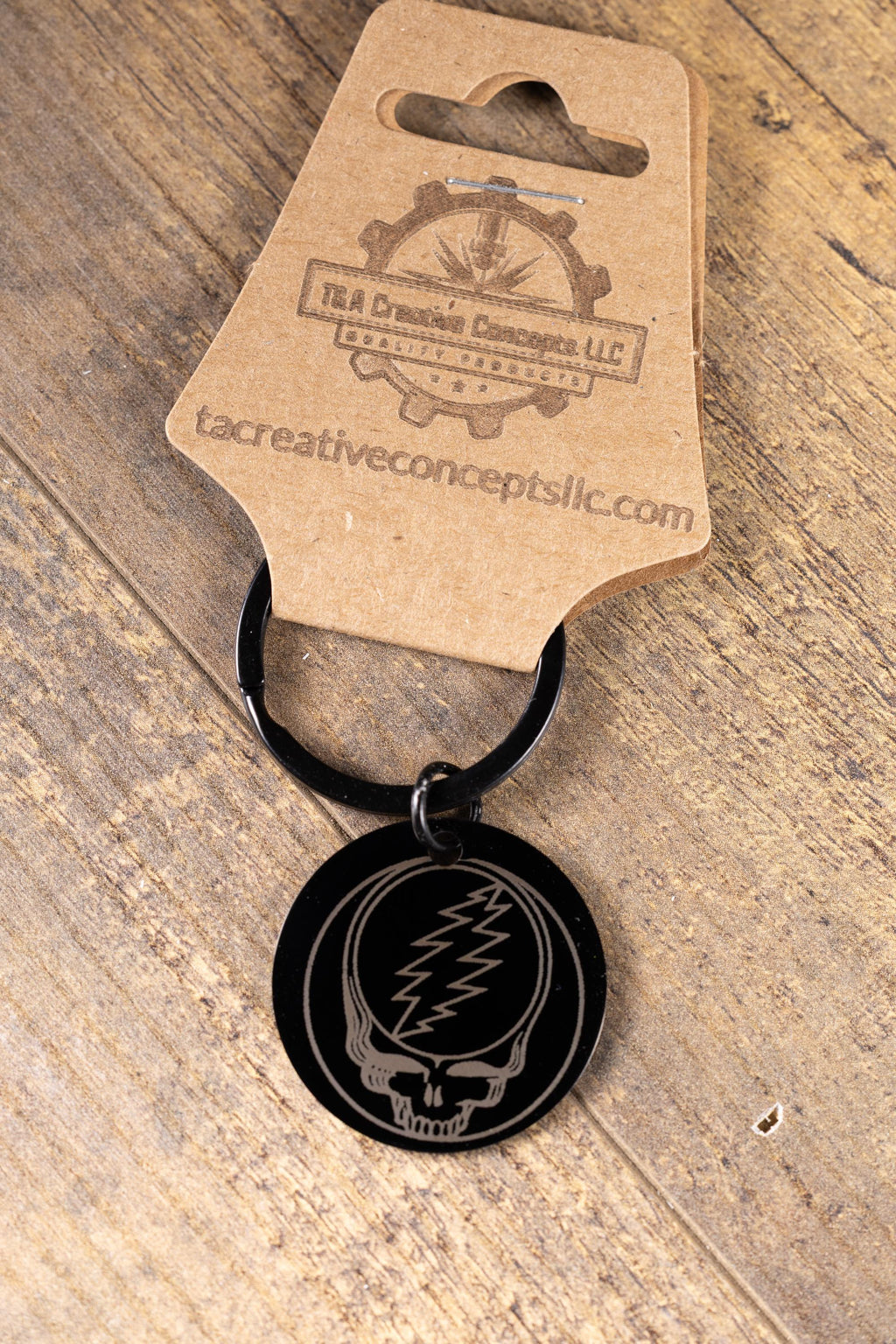 Black stainless steel grateful dead “steal your face” keychain | laser engraved both sides | deadhead gift | durable key ring
